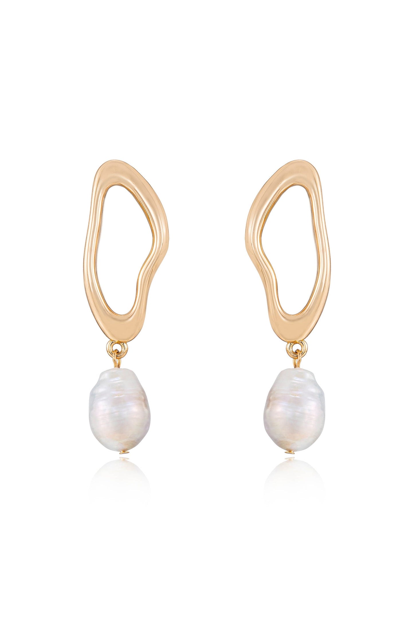 Open Circle Freshwater Pearl Earrings