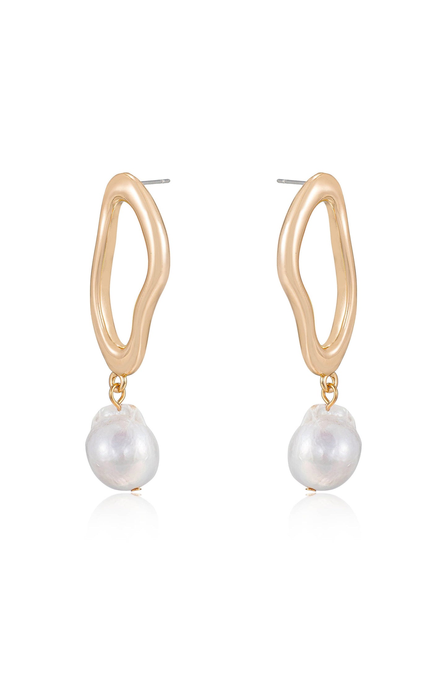 Open Circle Freshwater Pearl Earrings