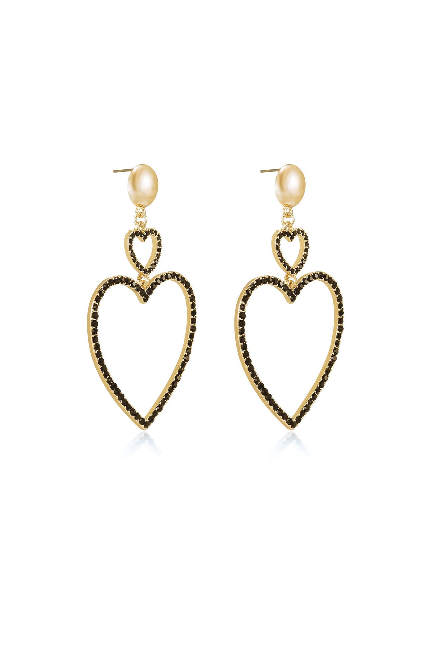 Double Heart Crystal Drop Earrings