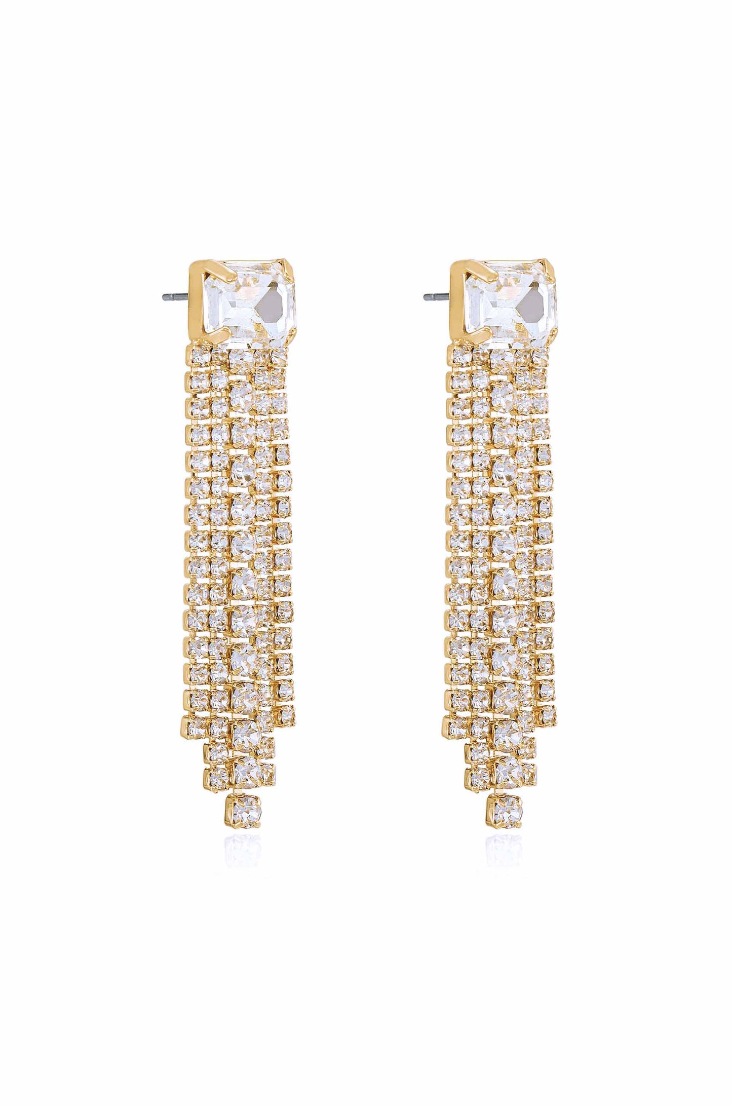 Formal Crystal Fringe Drop Earrings