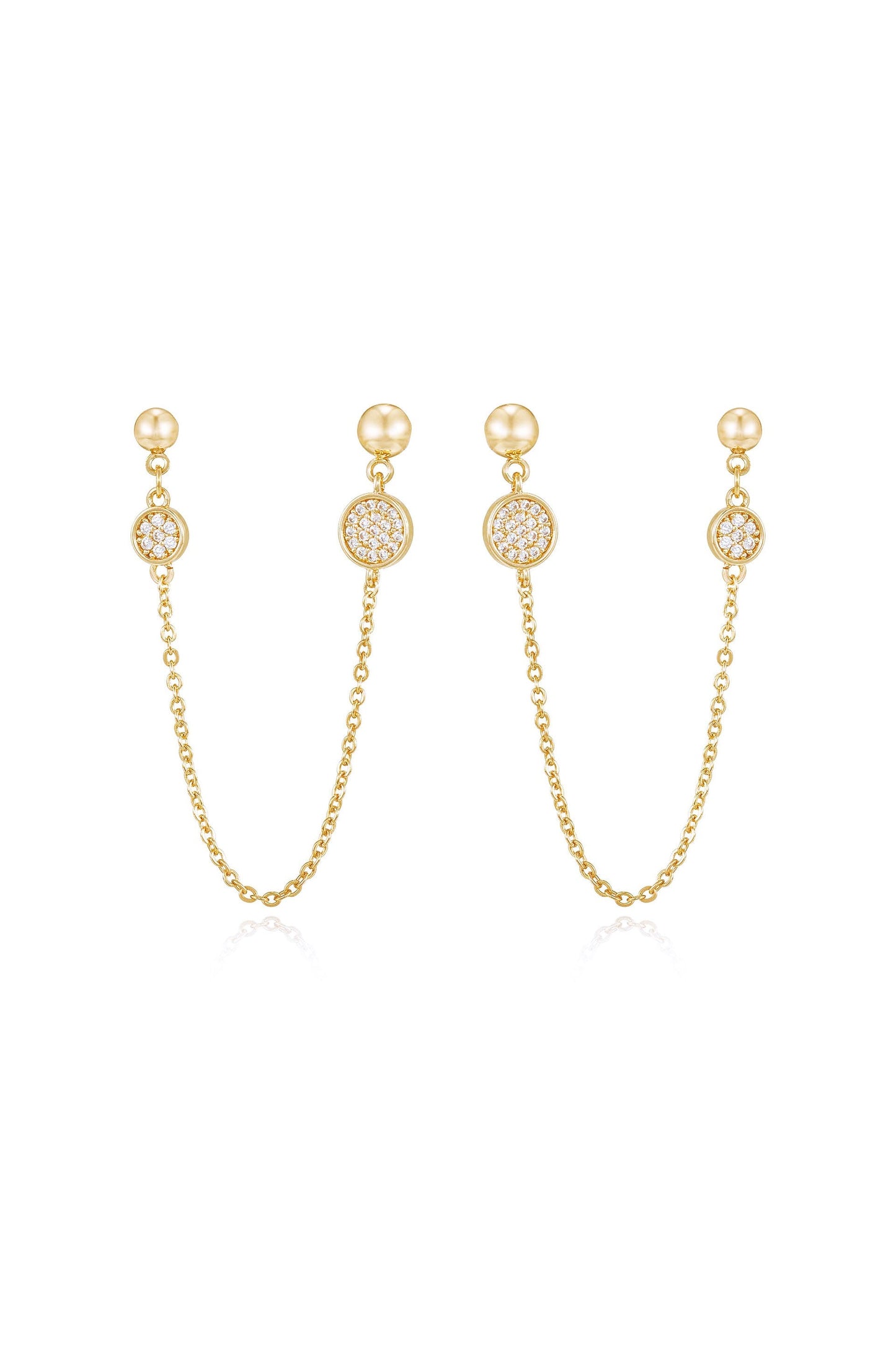 Double Piercing Chain Drop Earrings