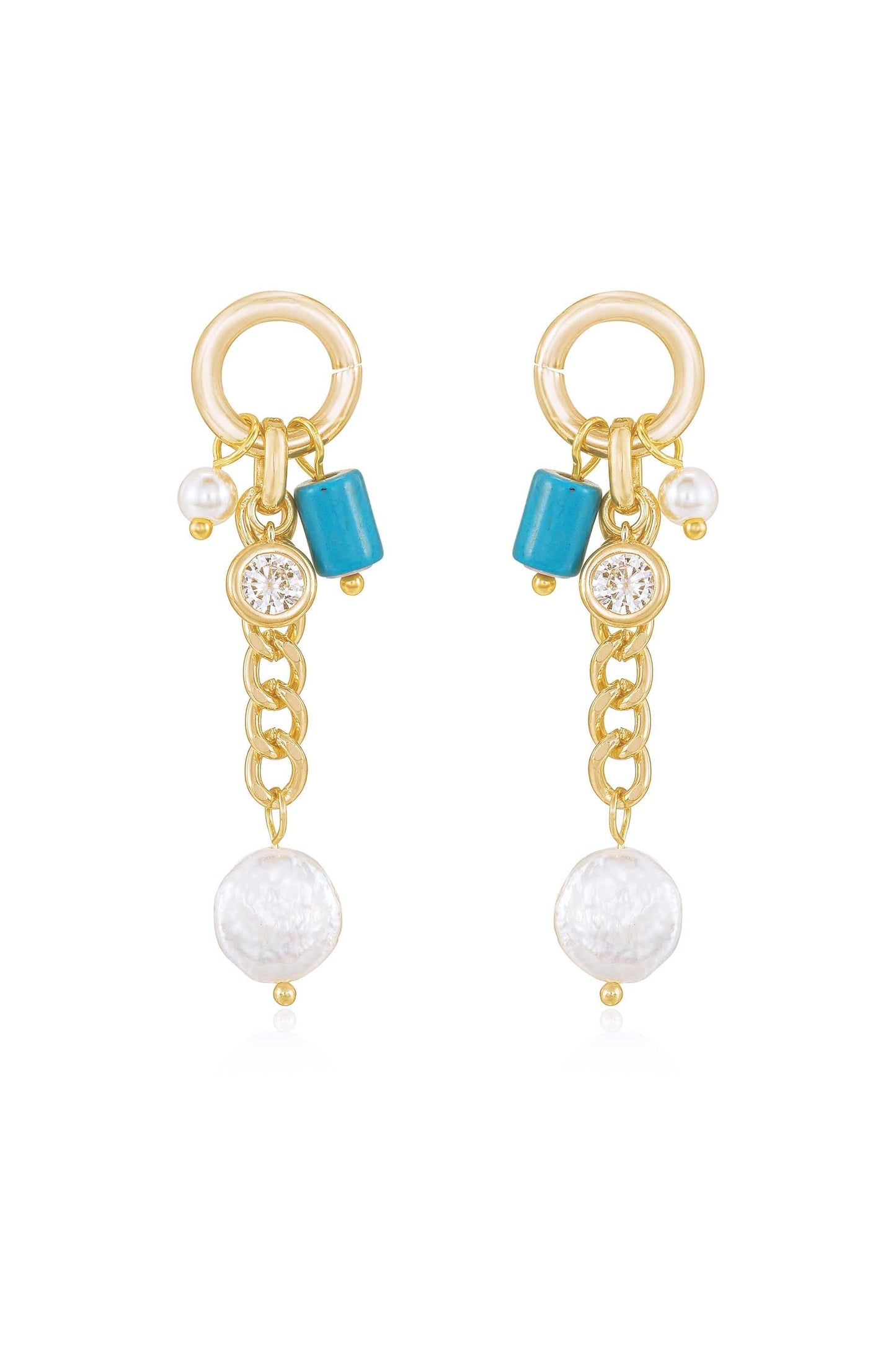Pearl and Charm Dangle Earrings