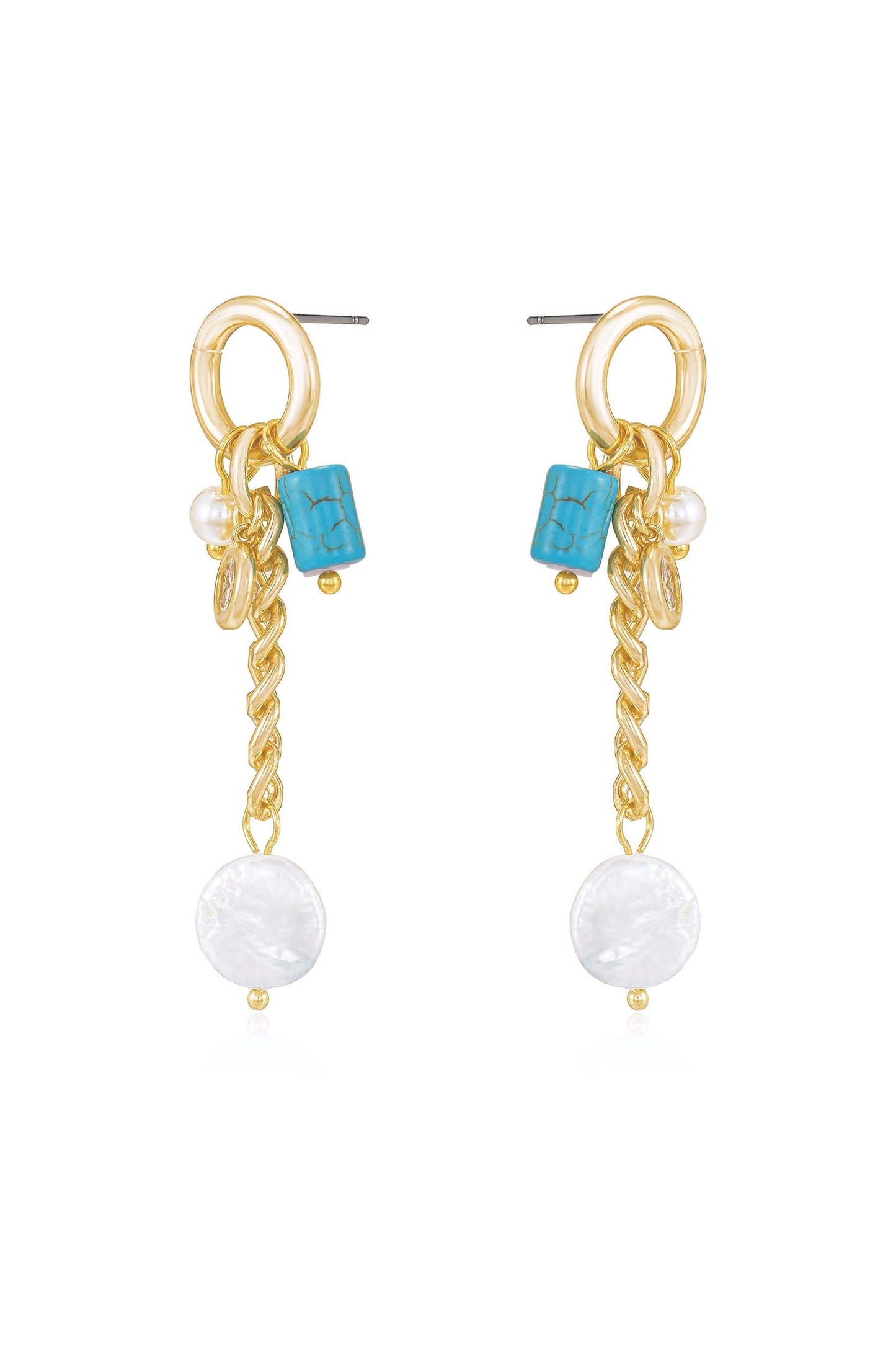 Pearl and Charm Dangle Earrings