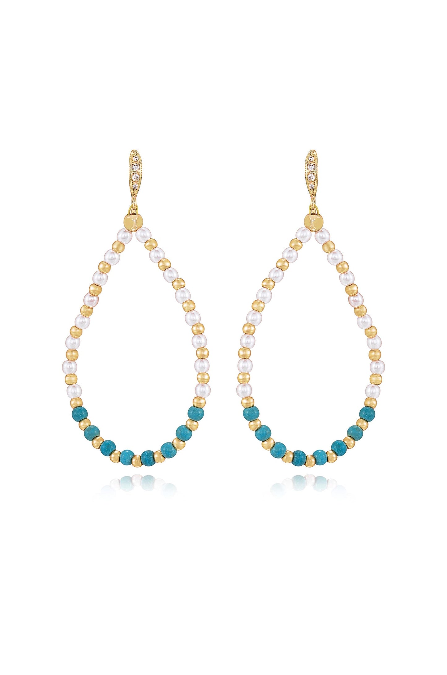 Turquoise and Pearl Teardrop Earrings