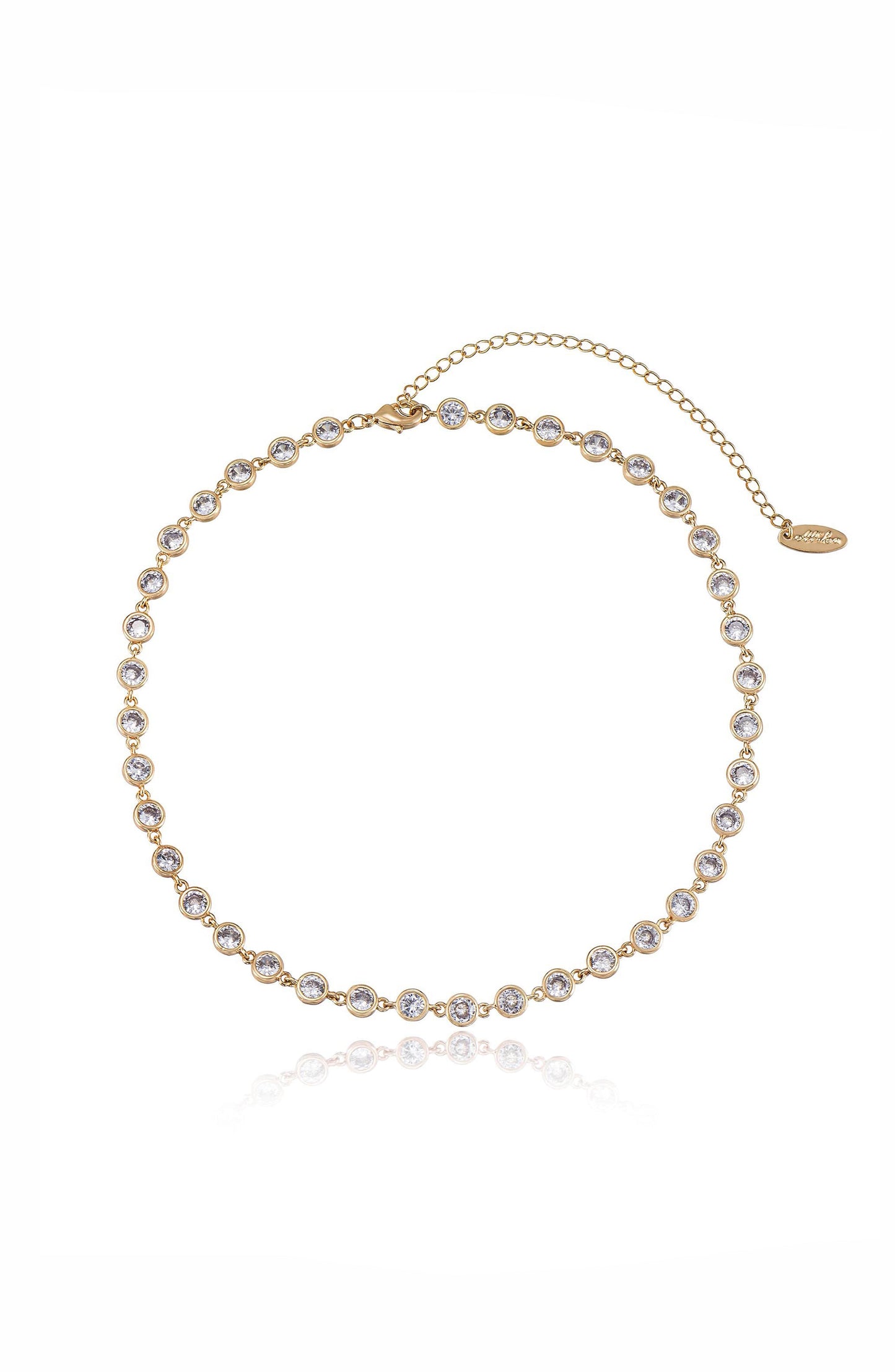 Crystal Disc and Link Necklace