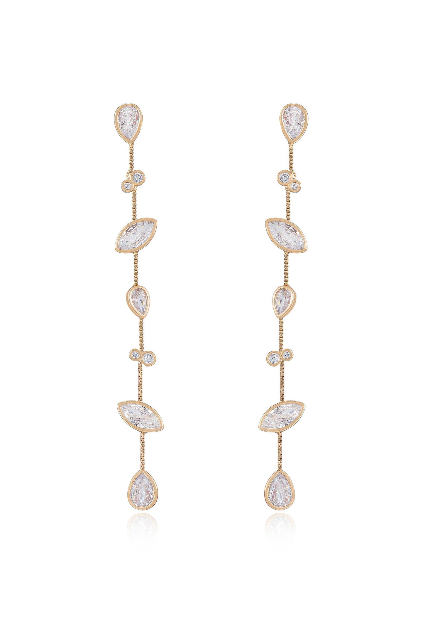Falling Bezel Crystal Dangle Earrings