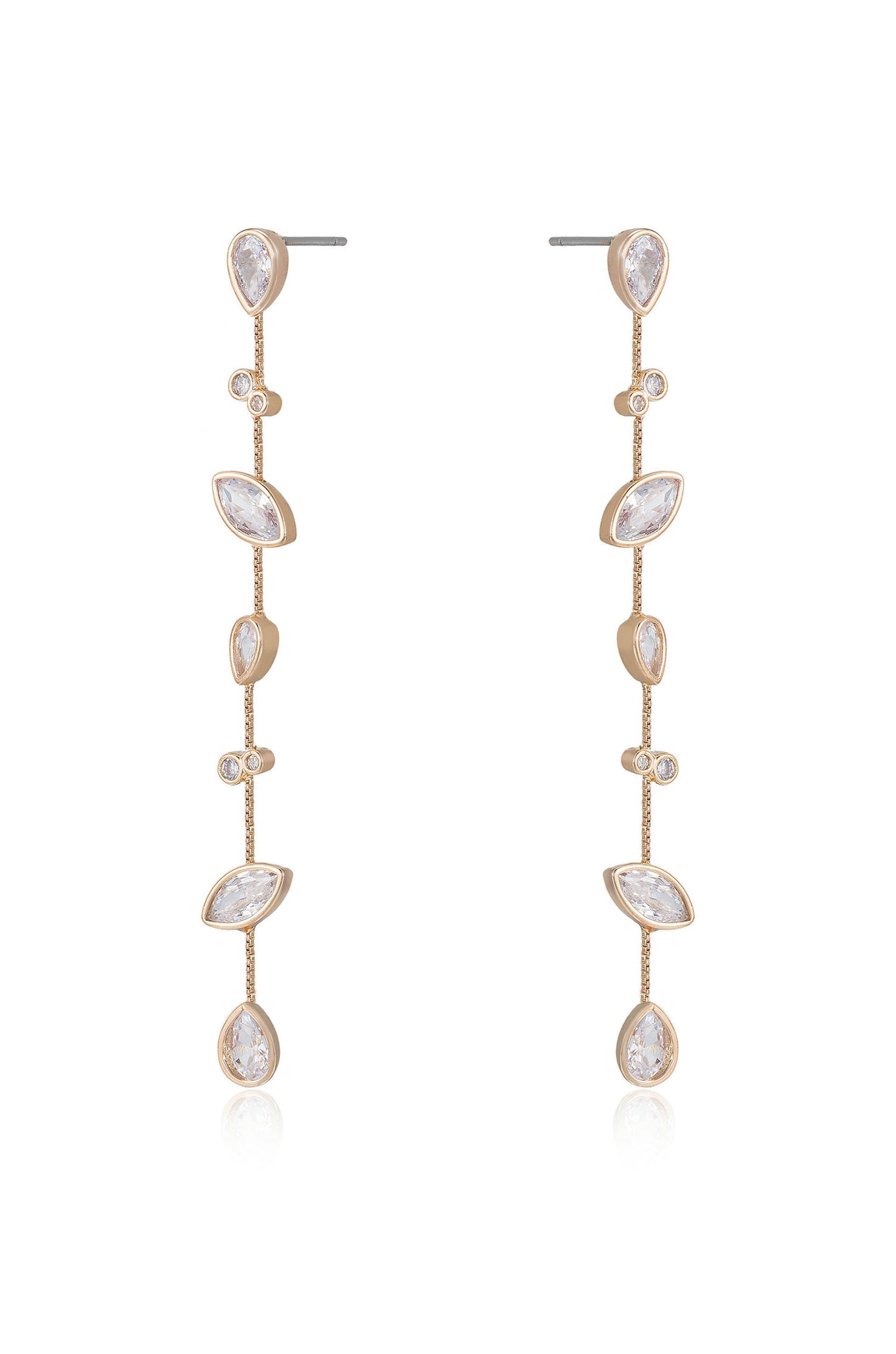 Falling Bezel Crystal Dangle Earrings