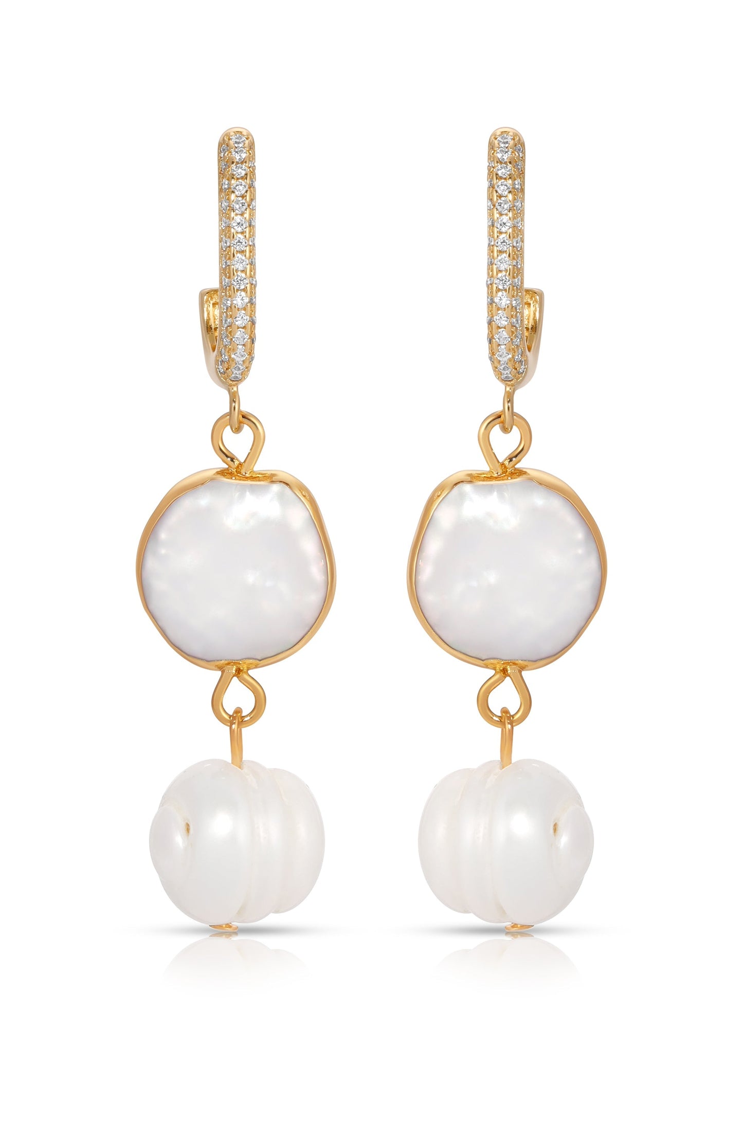 Dangling Freshwater Pearl Huggie Hoop Earrings