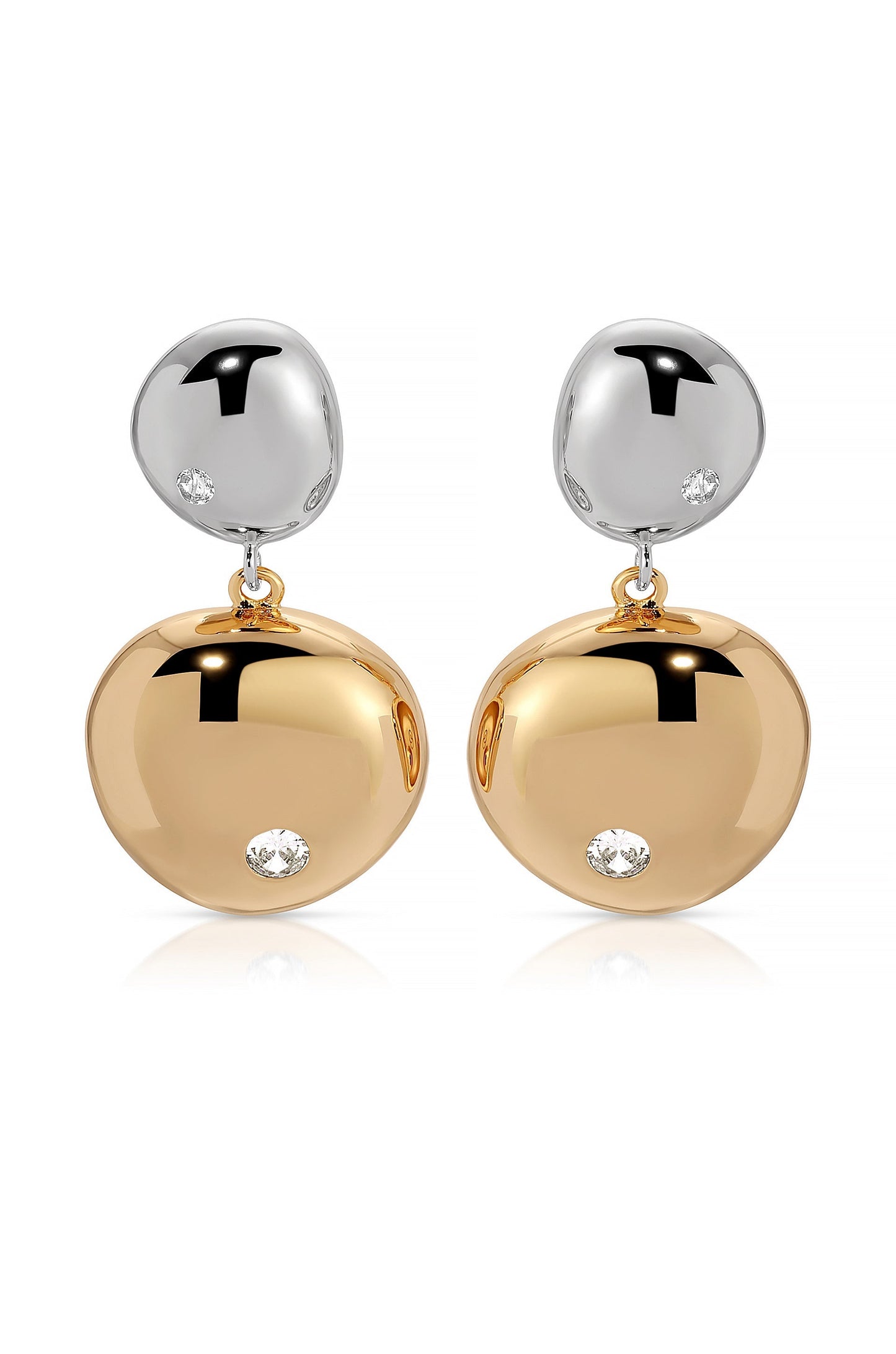 Boucles d'oreilles pendantes à double galet poli