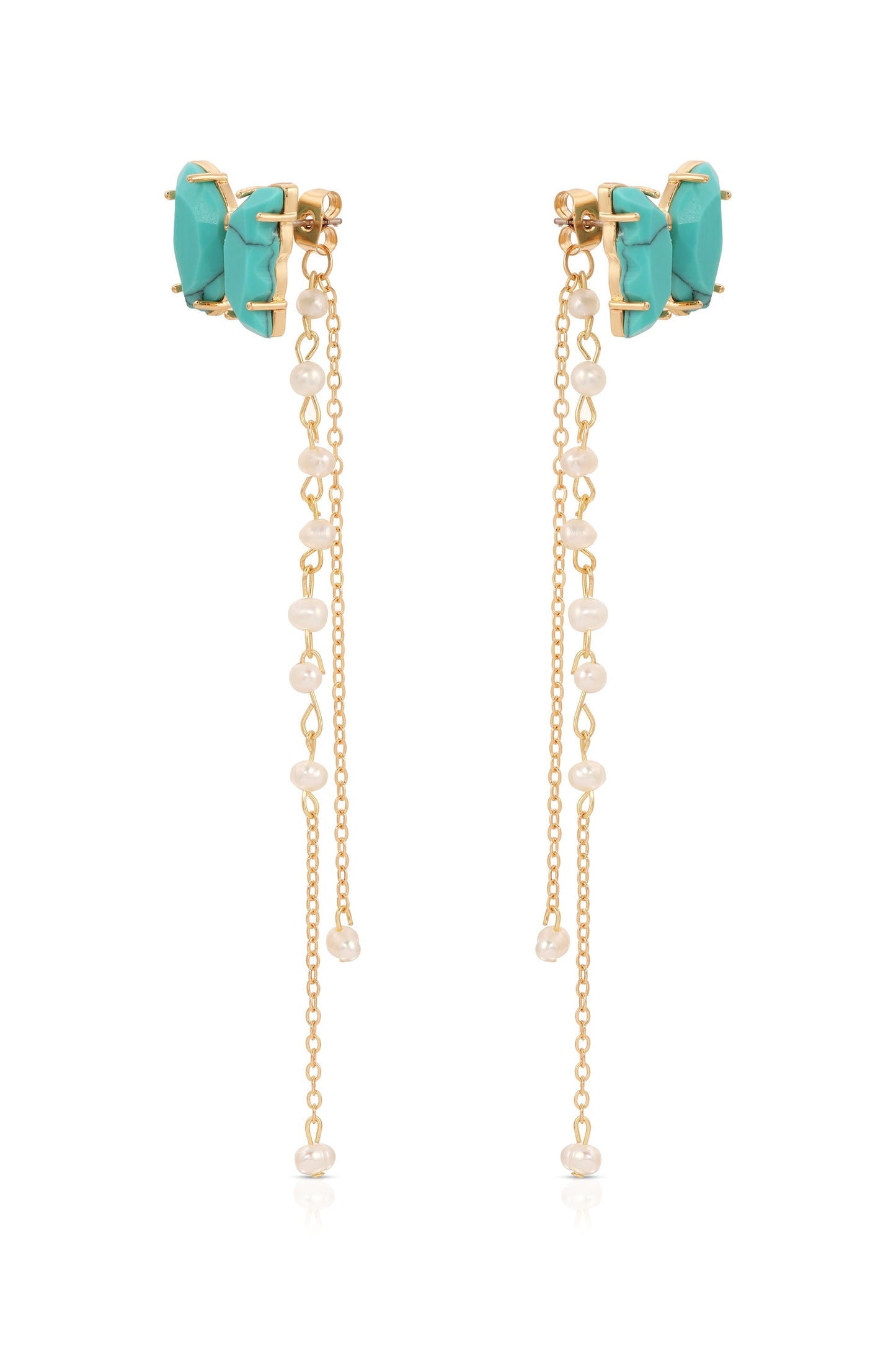 Boucles d'oreilles pendantes papillon turquoise