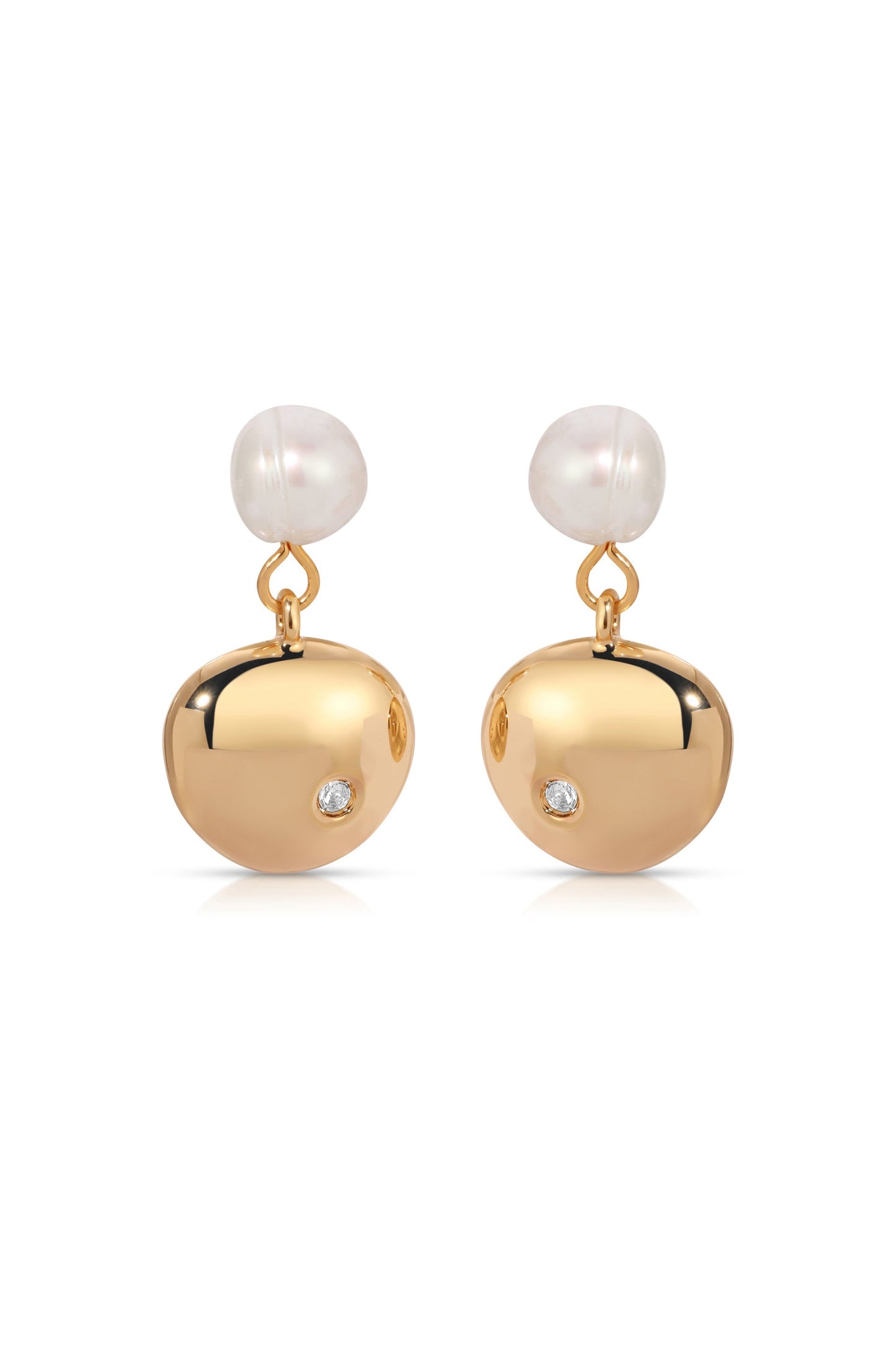 Small Pebble and Pearl Dangle Earrings