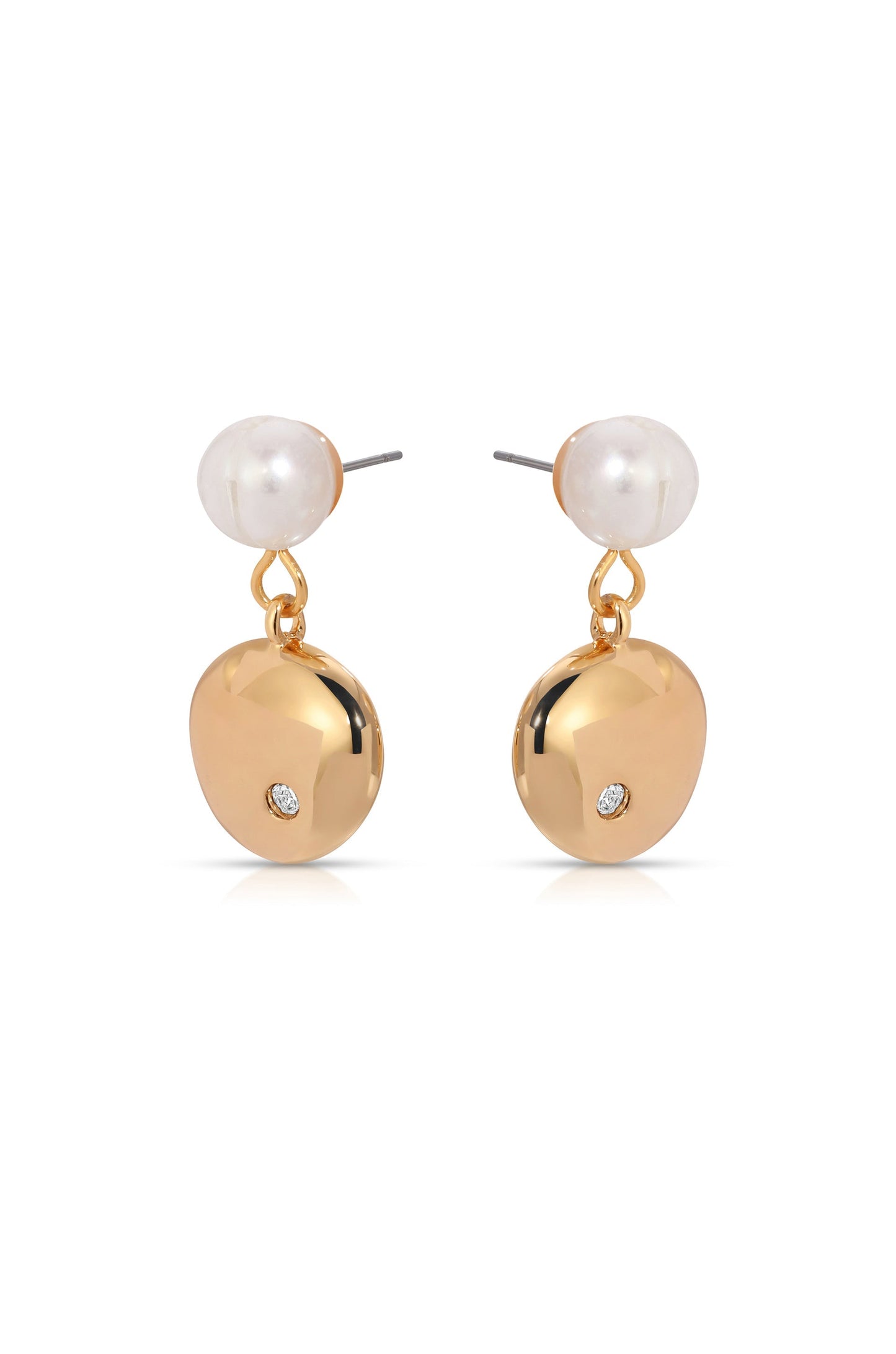 Small Pebble and Pearl Dangle Earrings