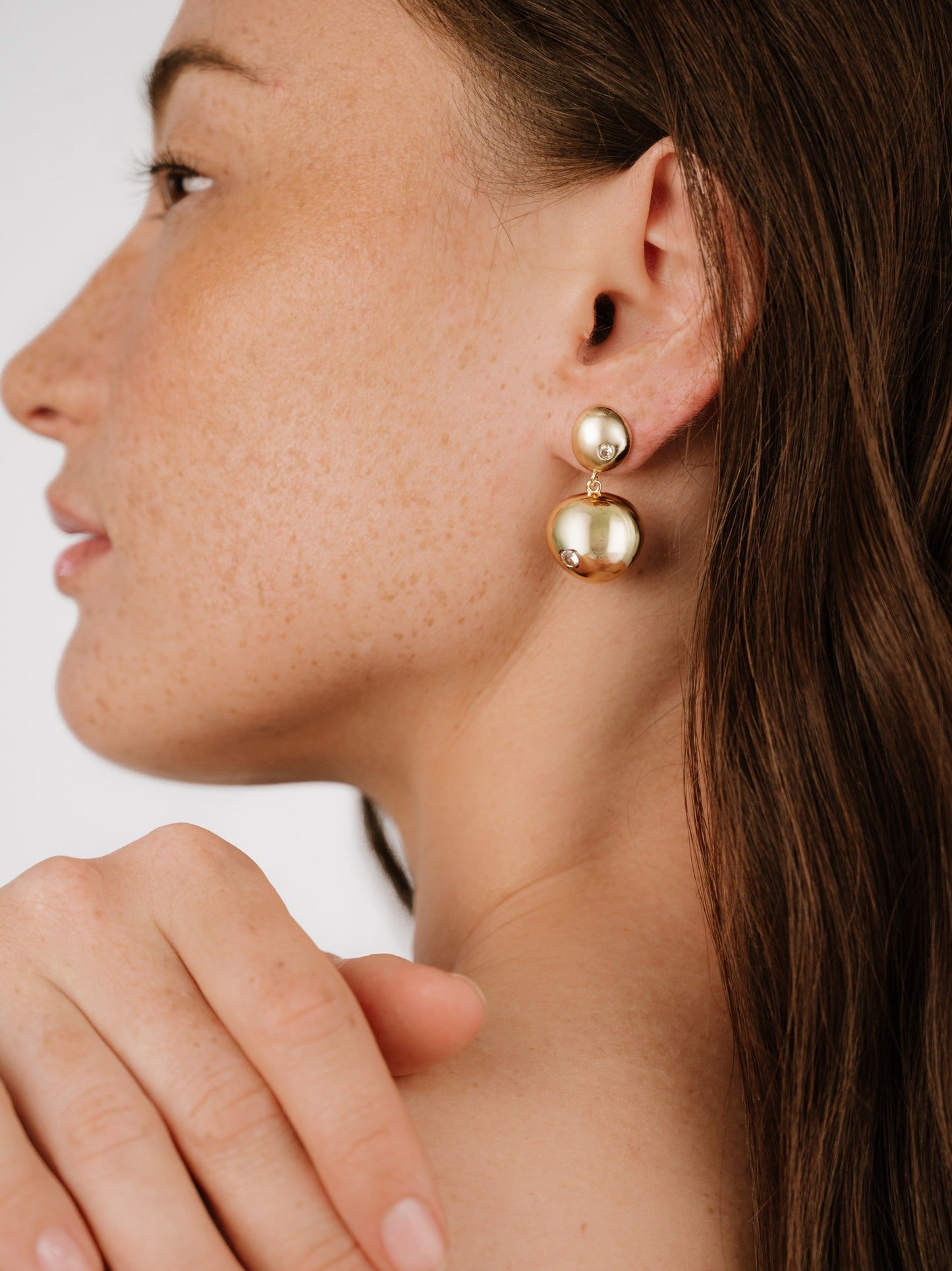 Boucles d'oreilles pendantes à double galet poli