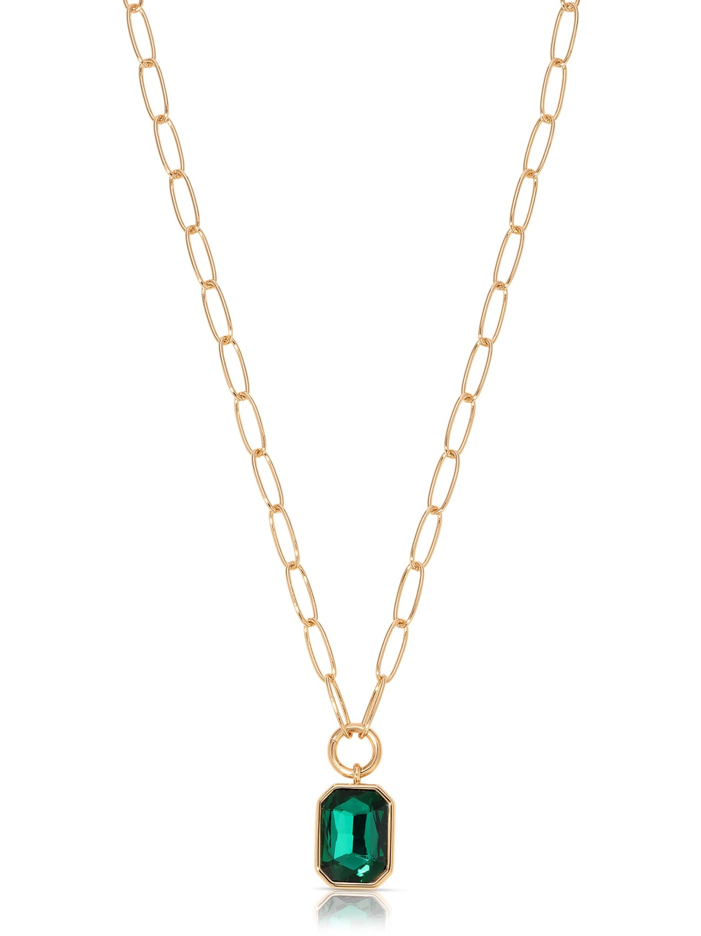 Emerald Deco Pendant Necklace