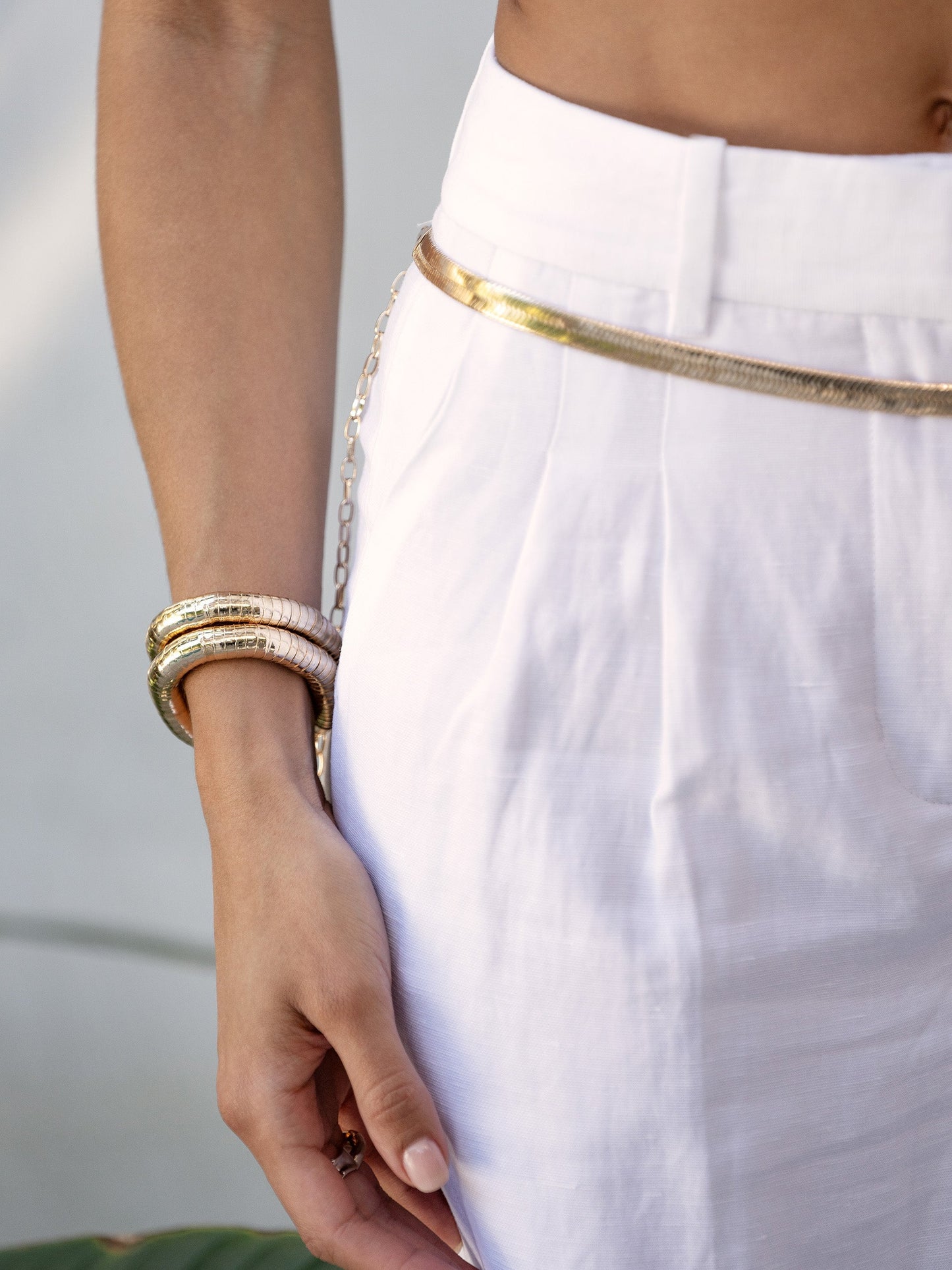 Ensemble de bracelets extensibles en or liquide