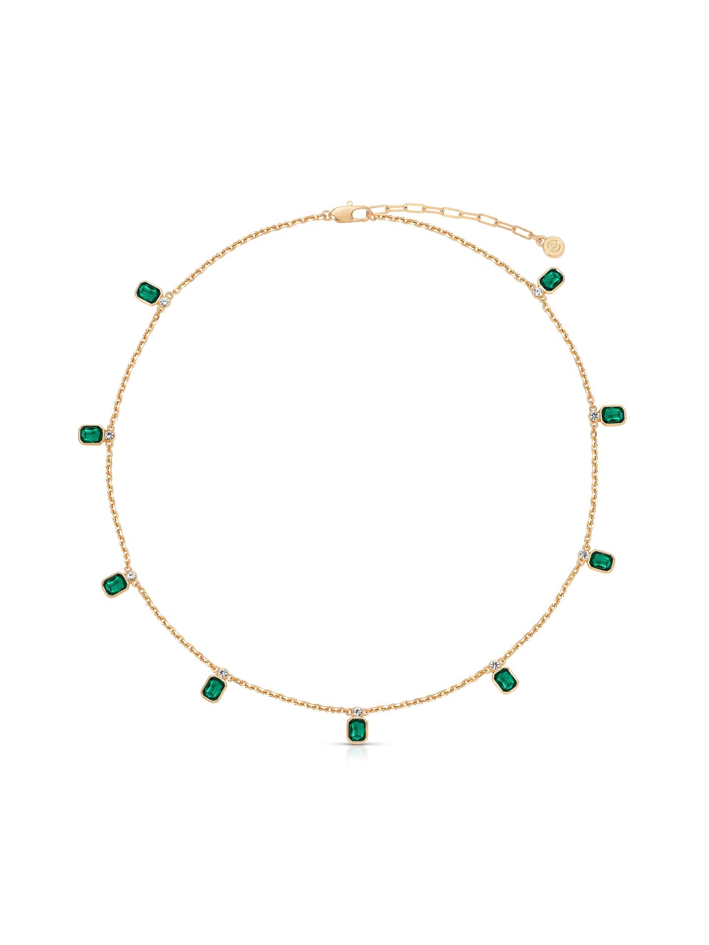 Emerald Deco Charm Necklace