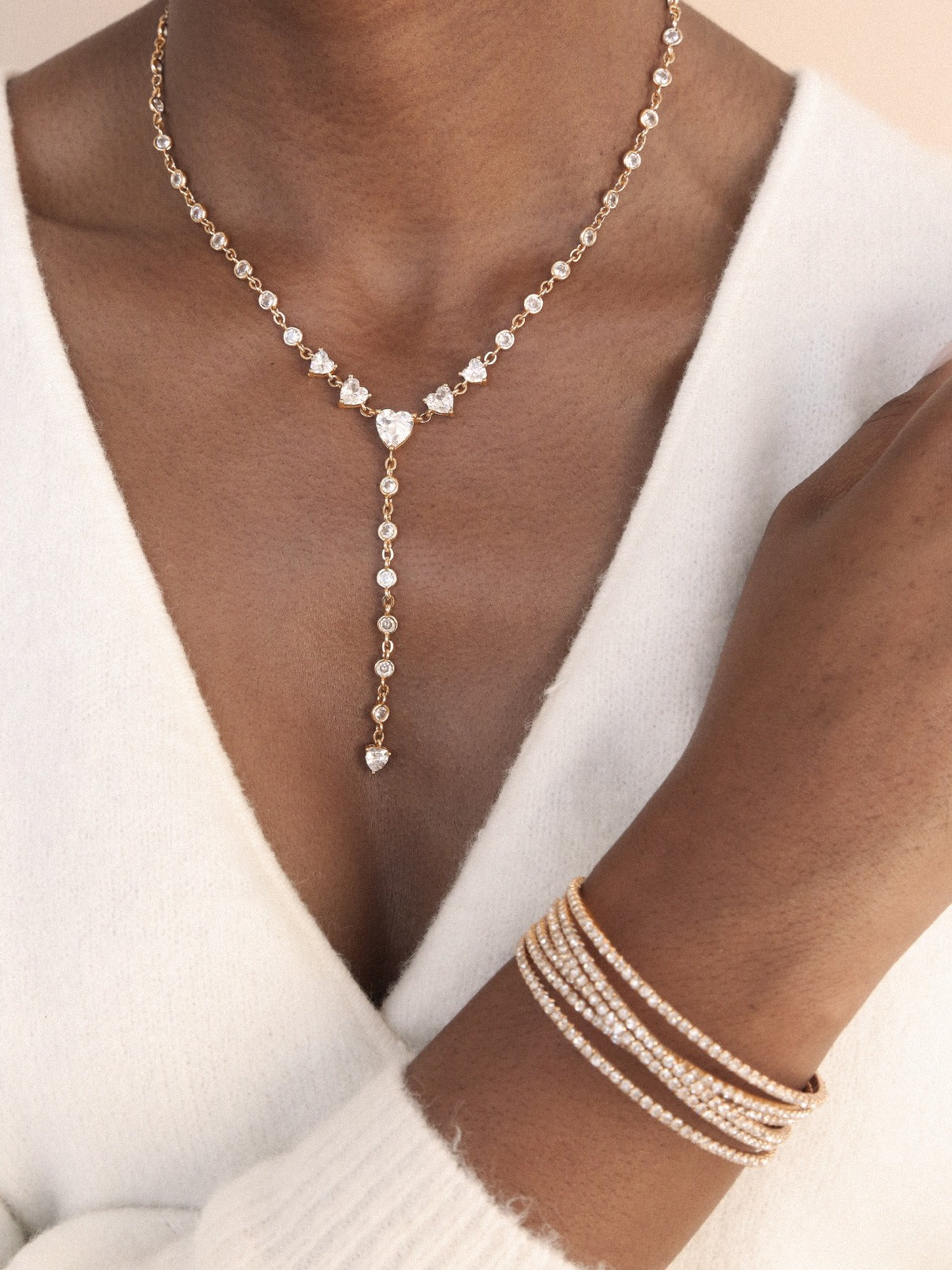 Collier Lariat en Cristal Reine de Cœur
