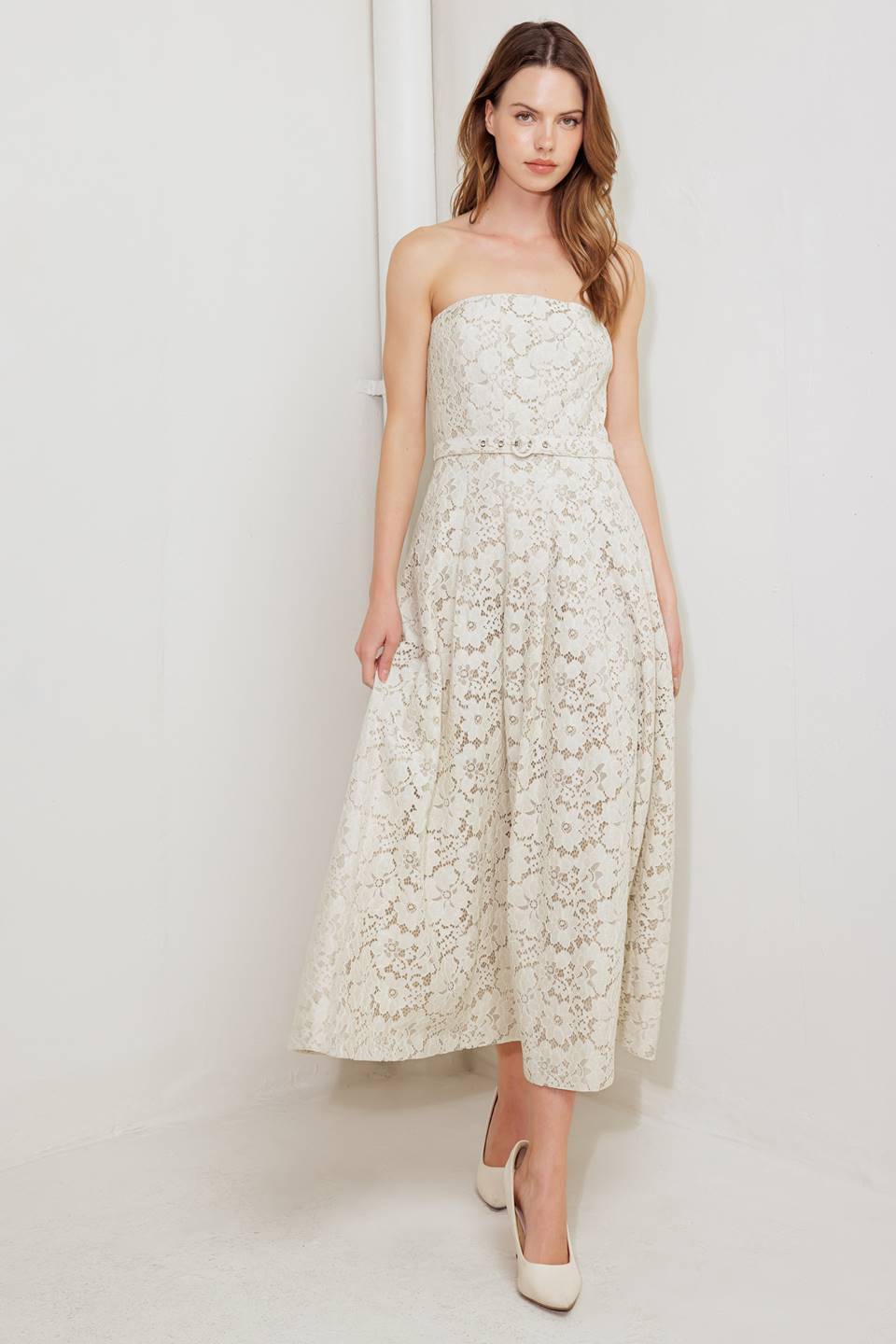 EMORY MIDI DRESS - IVORY LACE