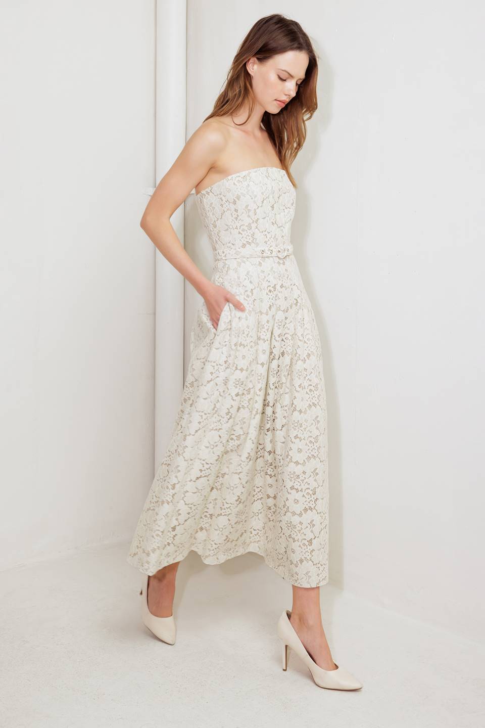 EMORY MIDI DRESS - IVORY LACE