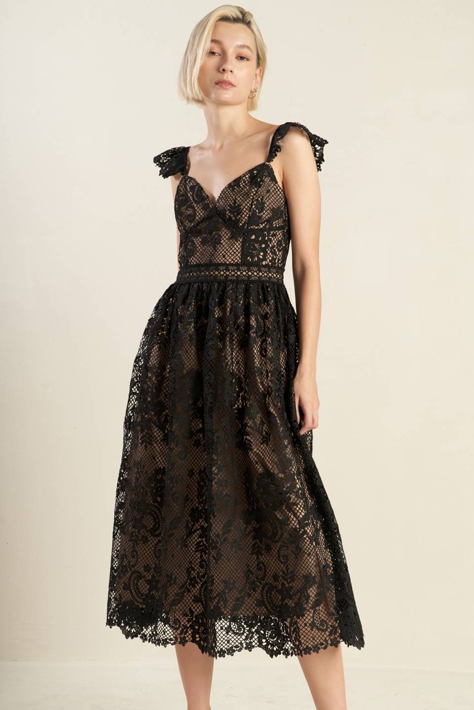 ROBE MIDI EN DENTELLE TISSÉE KNOW YOU BETTER