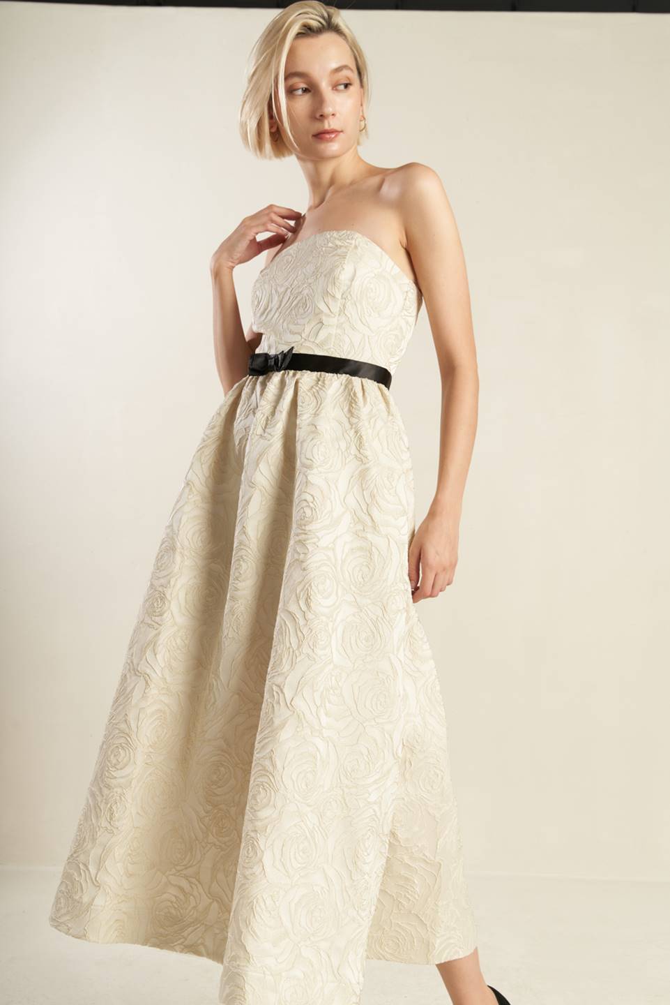GET WHAT YOU NEED CHAMPAGNE MIDI DRESS