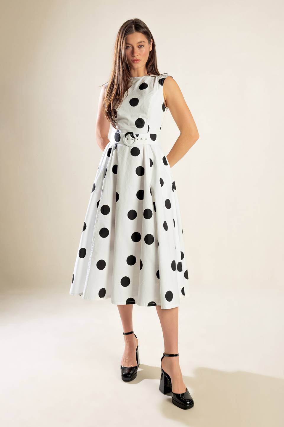 Size Large, ECHOING FJORD WOVEN MIDI DRESS - FINAL SALE