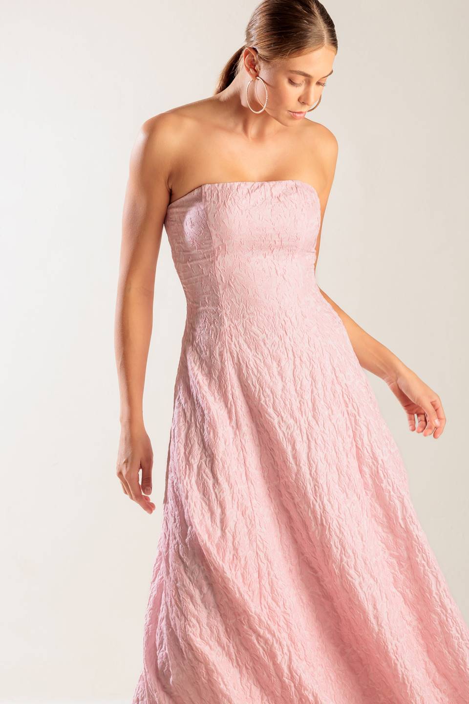 Size Medium, ROLL WITH IT PINK WOVEN MIDI DRESS - FINAL SALE