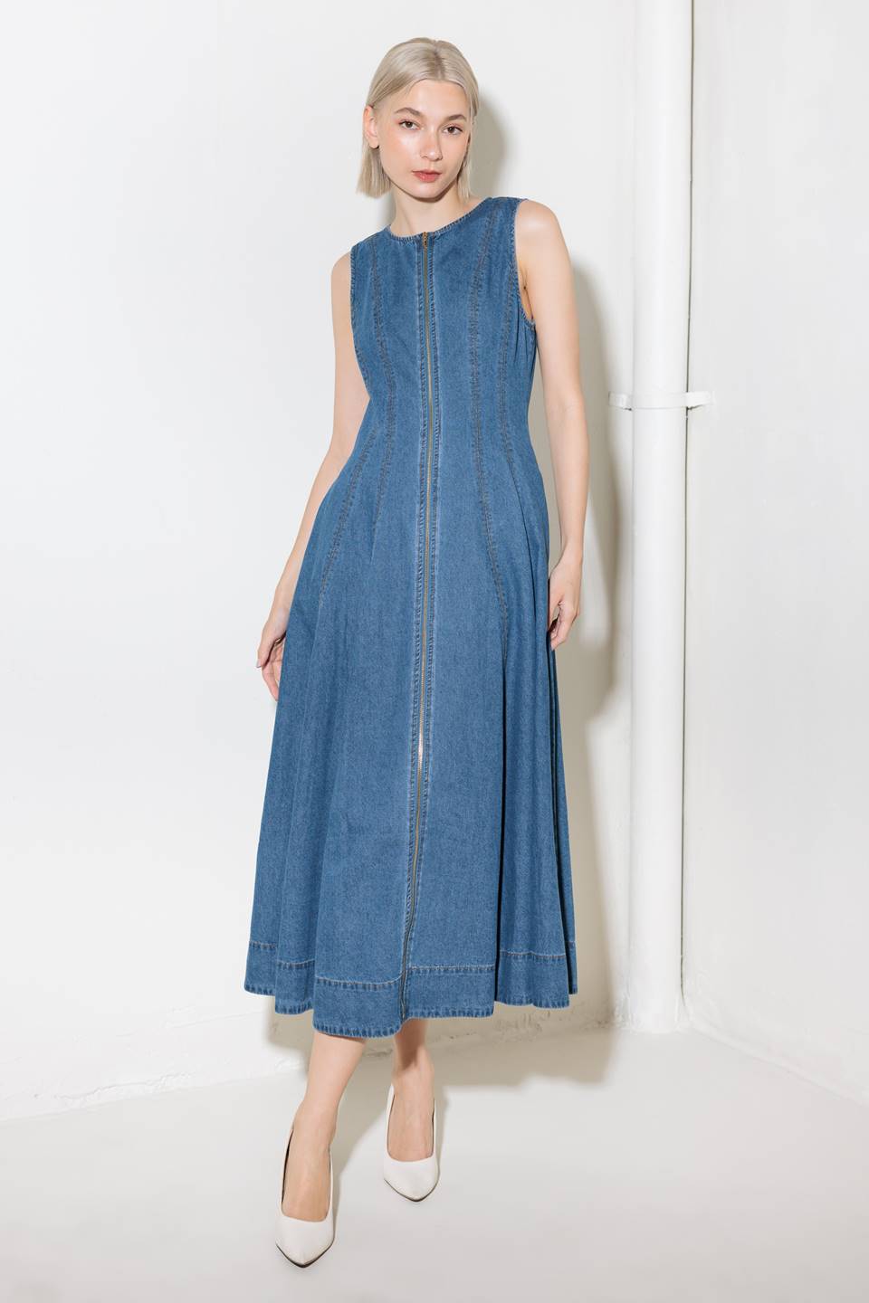 Perry Washed Denim Midi Dress