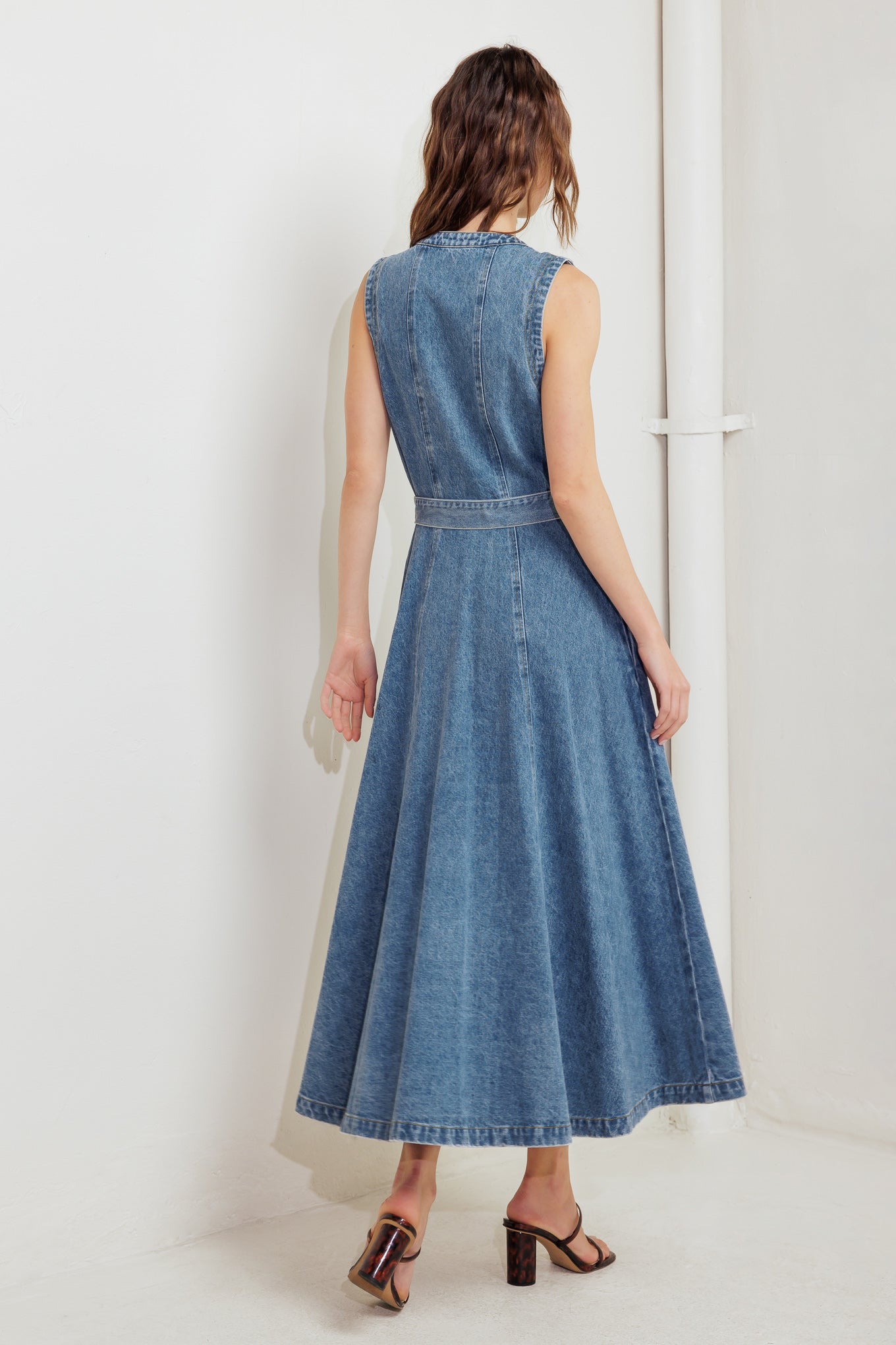 MIDNIGHT RODEO DENIM MIDI DRESS
