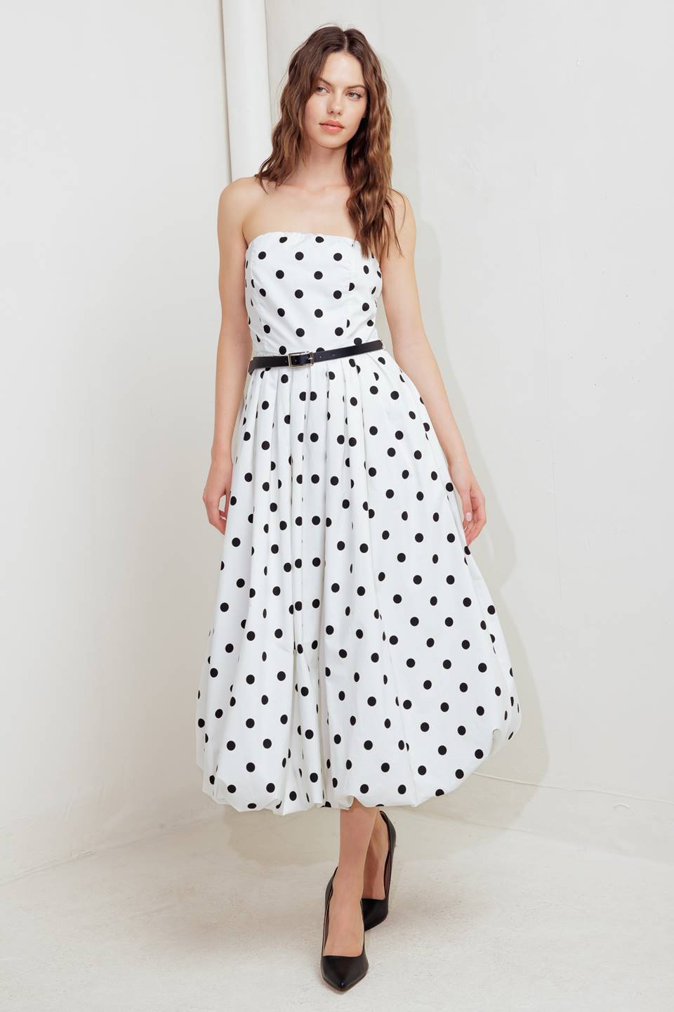 BIRDIE BUBBLE HEM MIDI DRESS