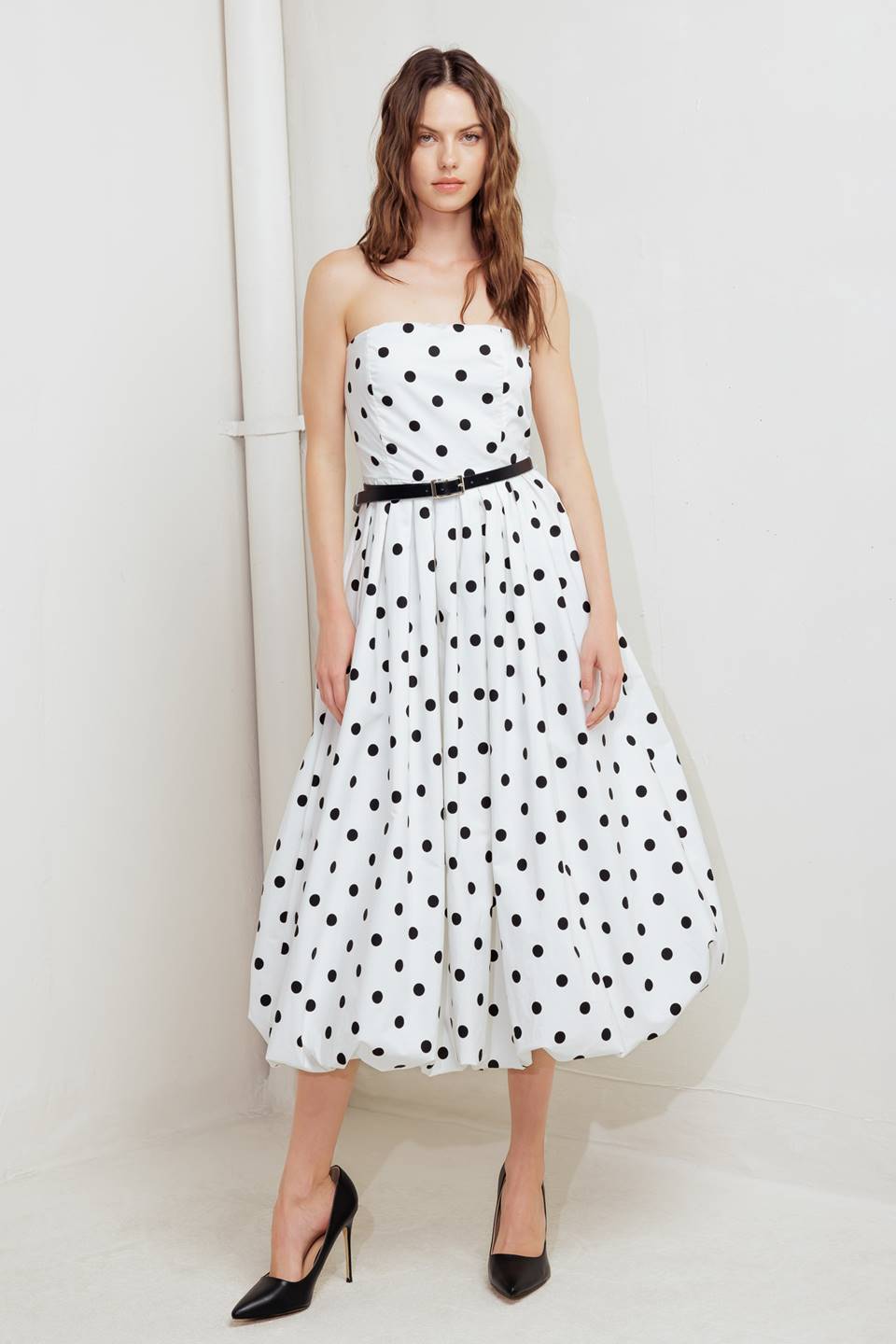 BIRDIE BUBBLE HEM MIDI DRESS