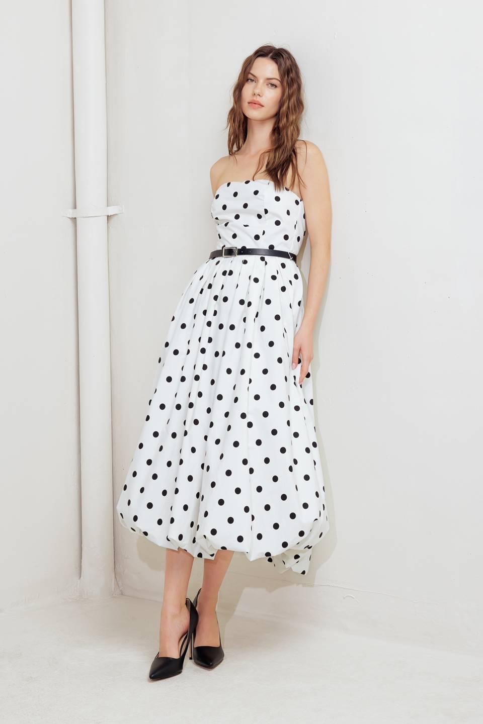 BIRDIE BUBBLE HEM MIDI DRESS