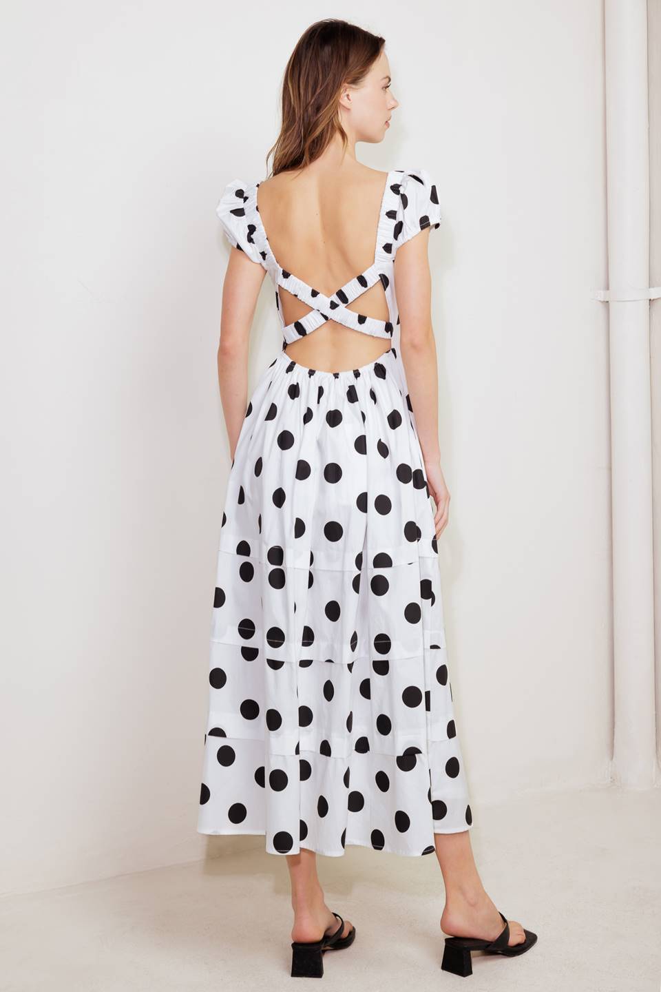 LOGAN POLKA DOT MIDI DRESS