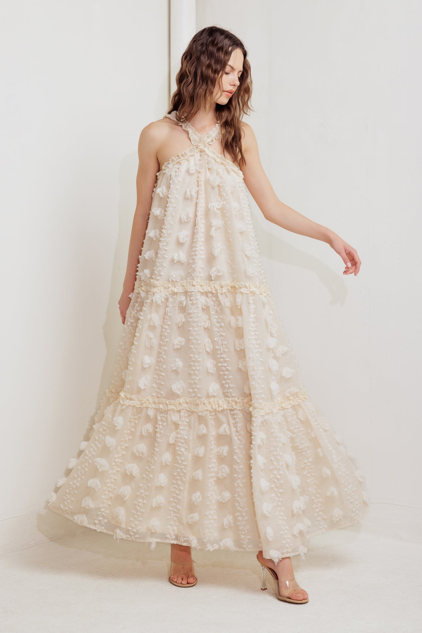 CLOUD NINE CROSS FRONT MAXI DRESS
