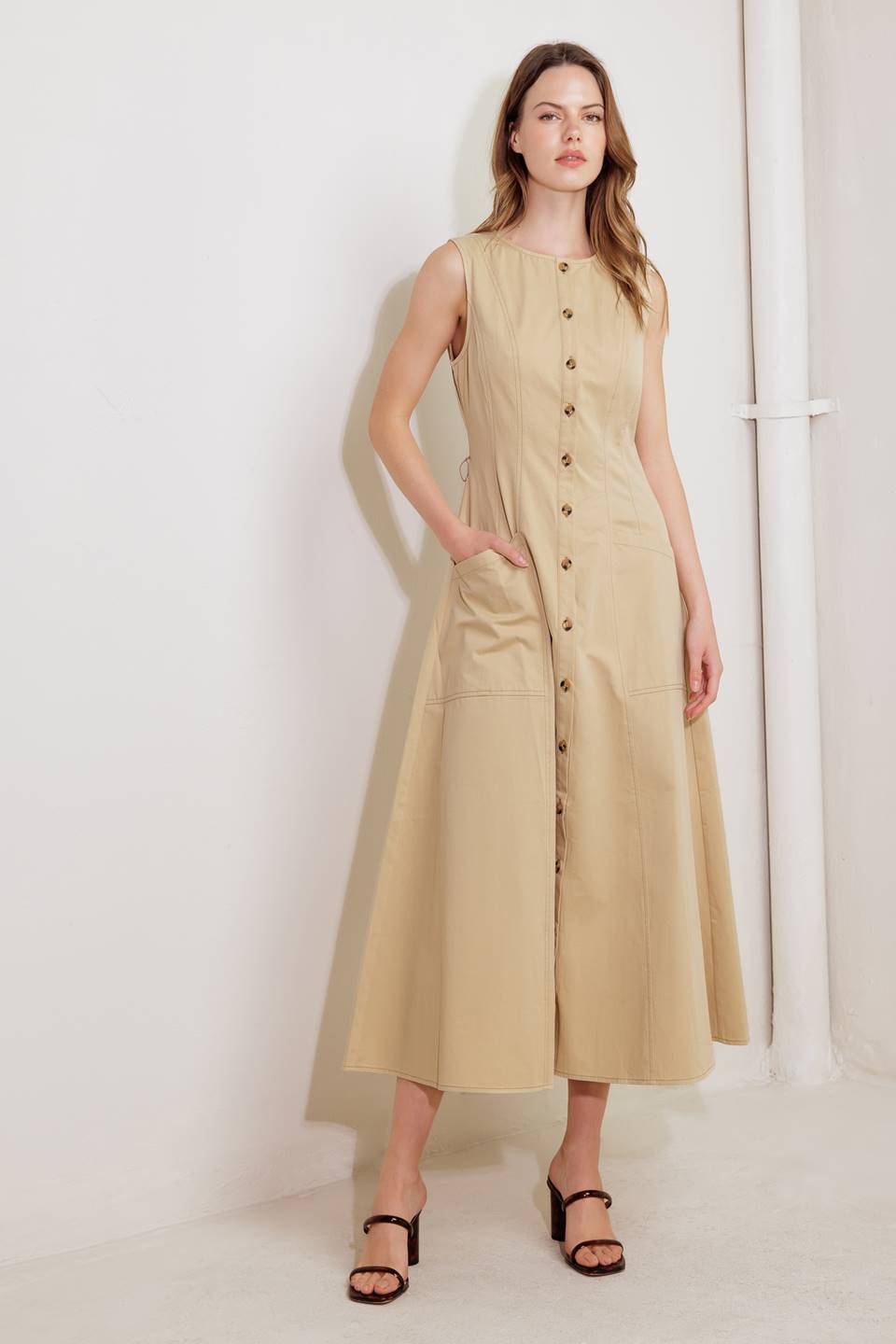 MAISIE MIDI DRESS - BEIGE