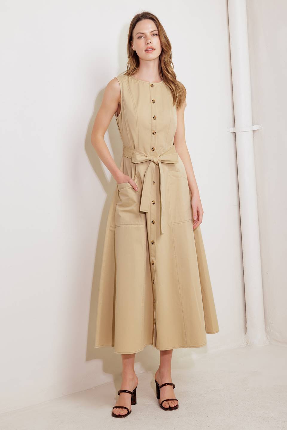 MAISIE MIDI DRESS - BEIGE