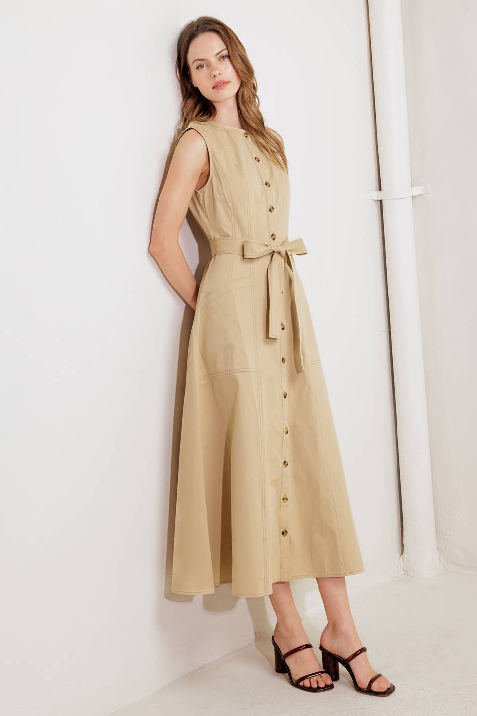 MAISIE MIDI DRESS - BEIGE