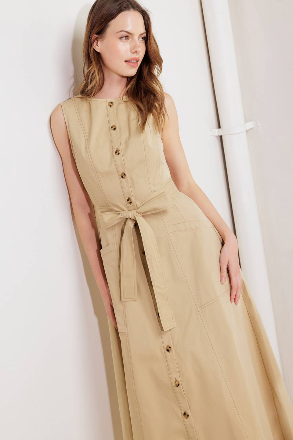 MAISIE MIDI DRESS - BEIGE