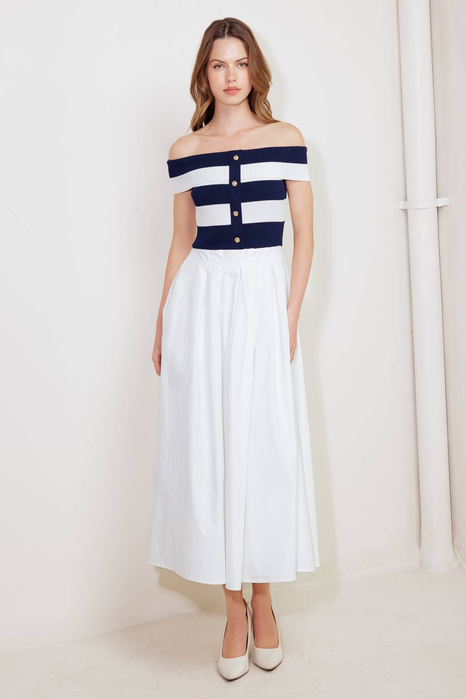 NEWPORT NAVY KNIT MIDI DRESS