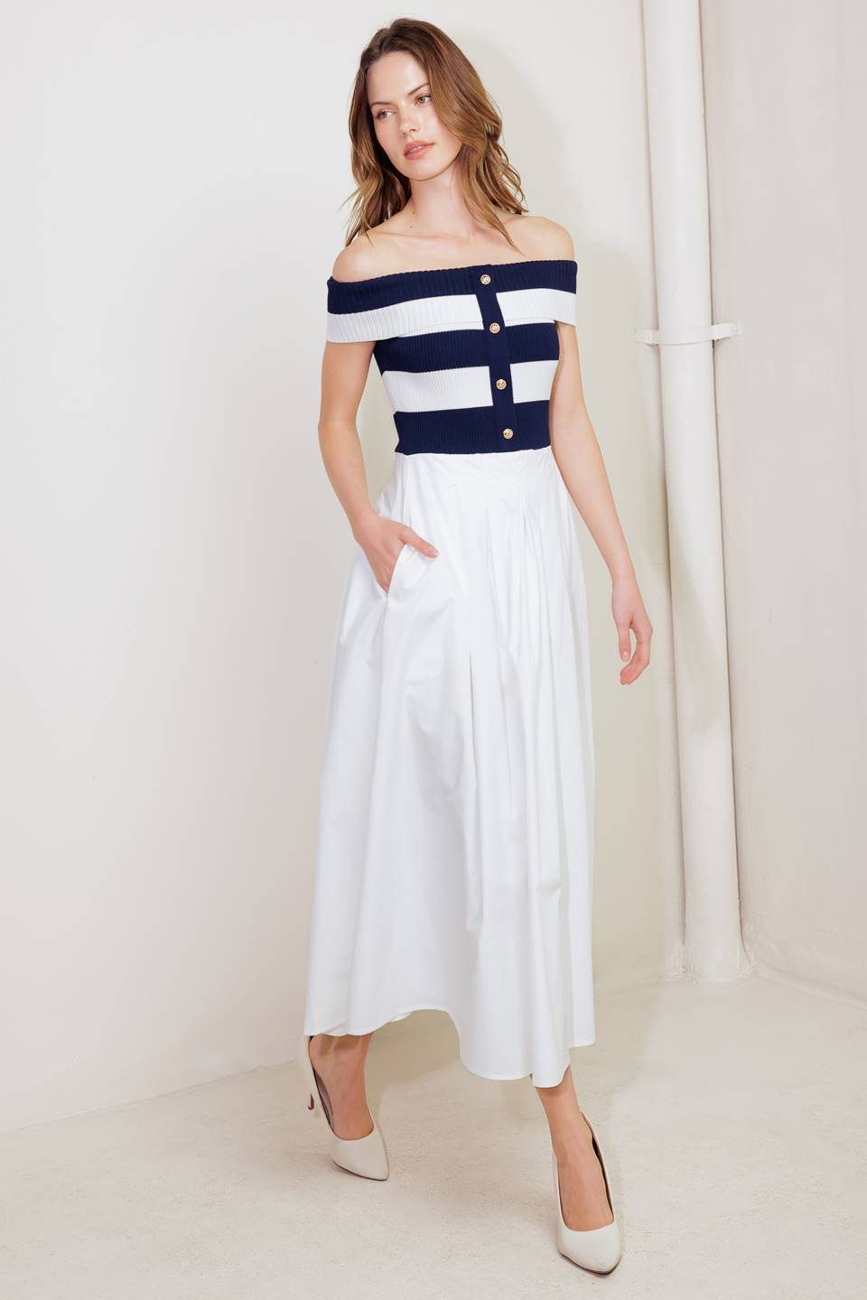 NEWPORT NAVY KNIT MIDI DRESS