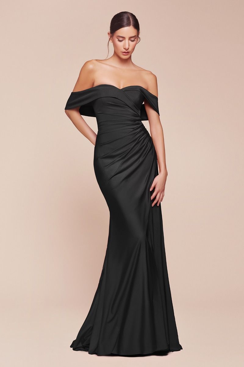 Freya Gown - Black - OFF THE SHOULDER STRETCH SPANDEX DRESS