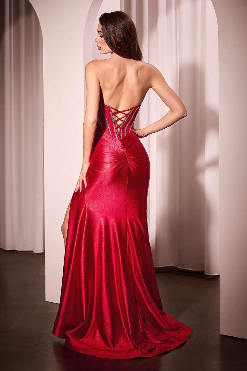 ROBE GINGER - CORSAGE EN DENTELLE SANS BRETELLES ROBE AJUSTÉE EN SATIN