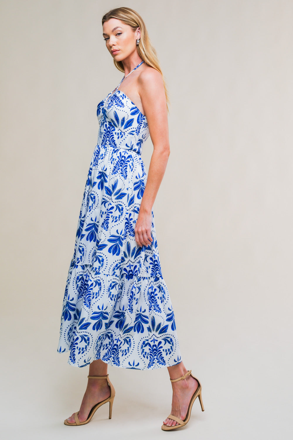 FLAHERTY BLUE & WHITE MIDI DRESS