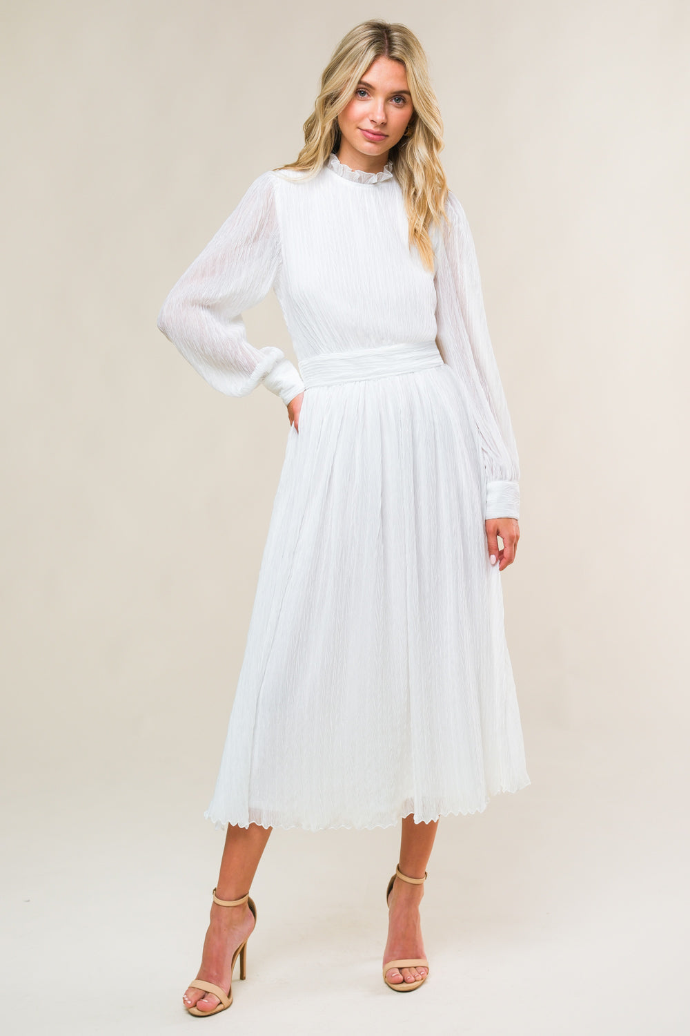 FOREVER WAITING WHITE MIDI DRESS