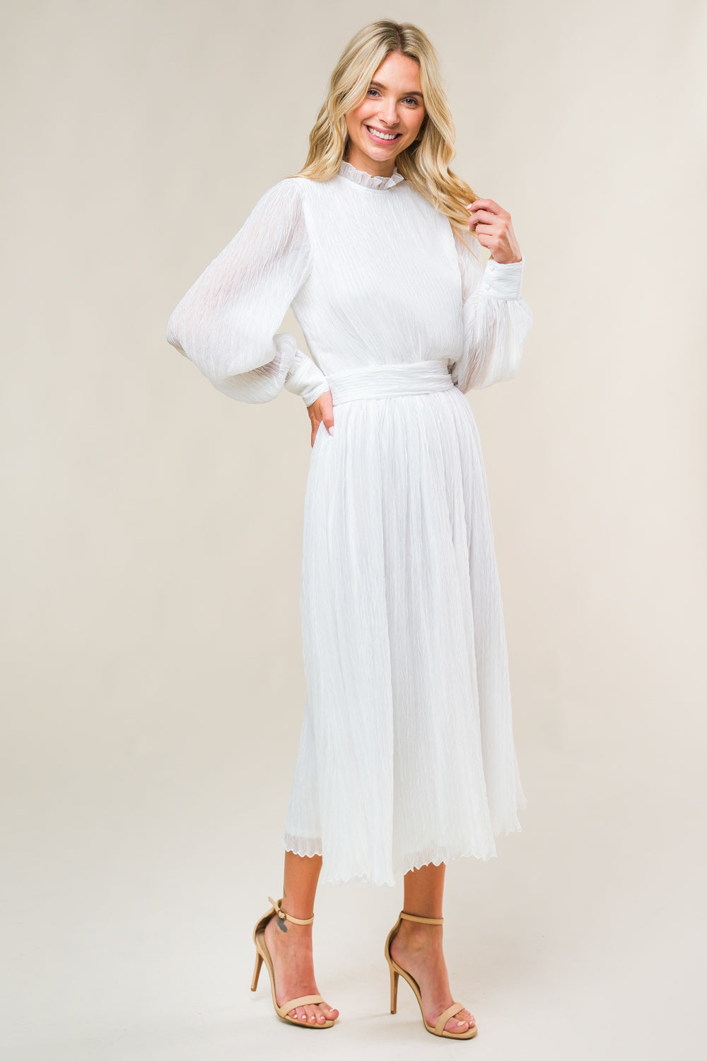 FOREVER WAITING WHITE MIDI DRESS