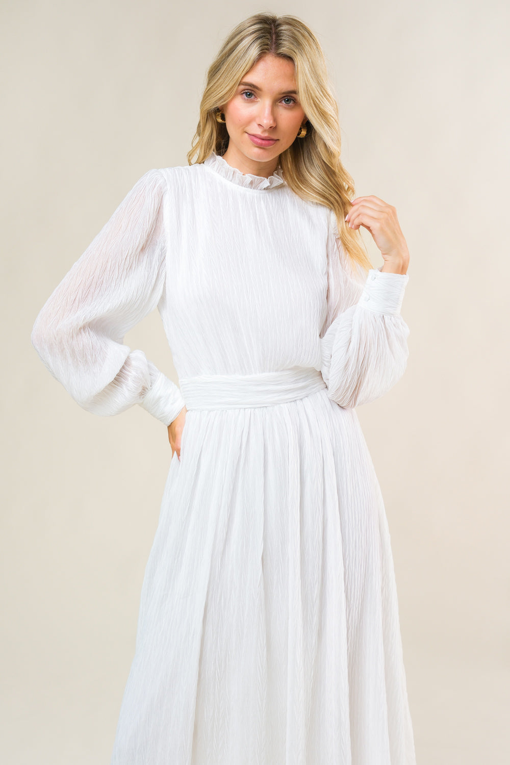 FOREVER WAITING WHITE MIDI DRESS