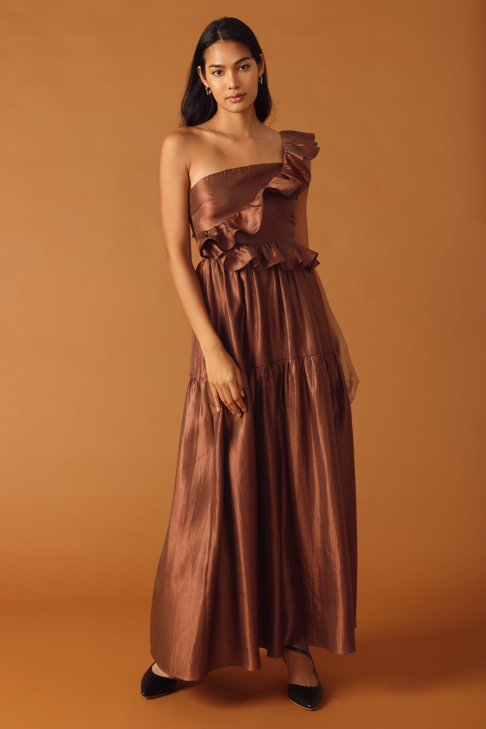 Size Medium, FIND THE ANSWER WOVEN MAXI DRESS - COGNAC - FINAL SALE