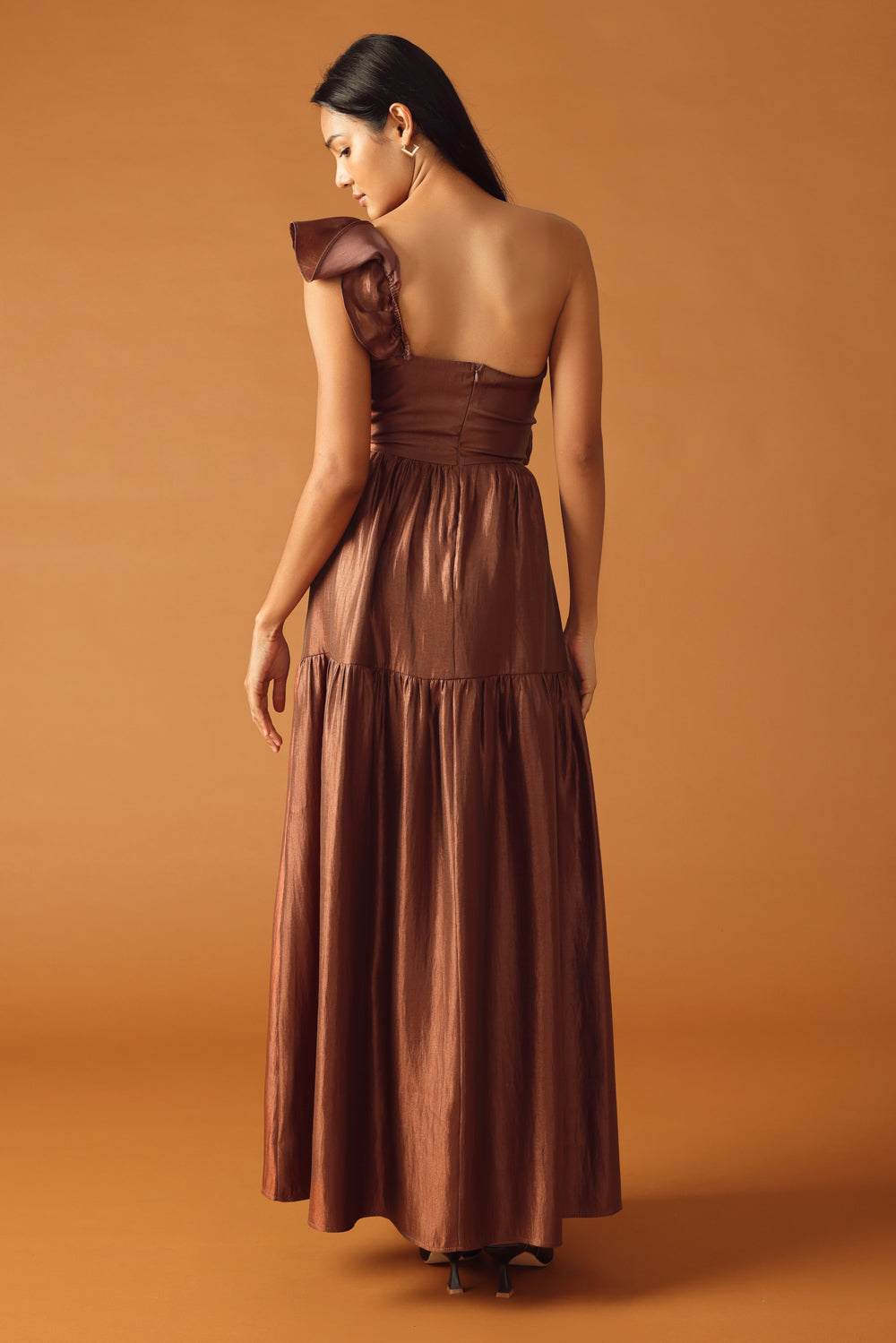Size Medium, FIND THE ANSWER WOVEN MAXI DRESS - COGNAC - FINAL SALE