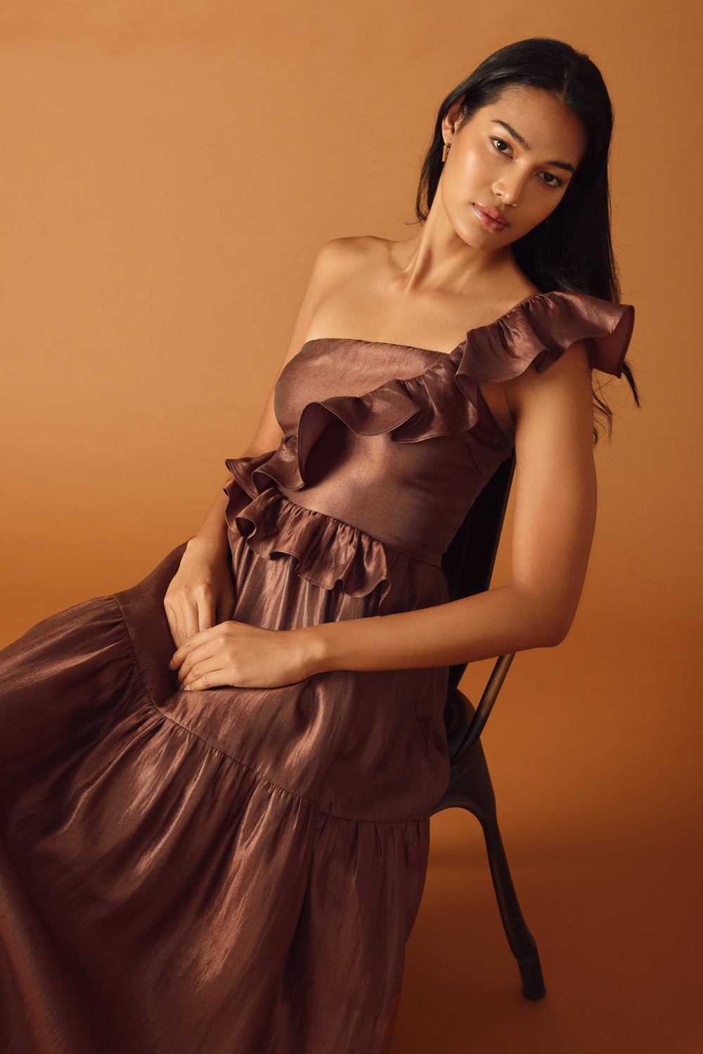 Size Medium, FIND THE ANSWER WOVEN MAXI DRESS - COGNAC - FINAL SALE