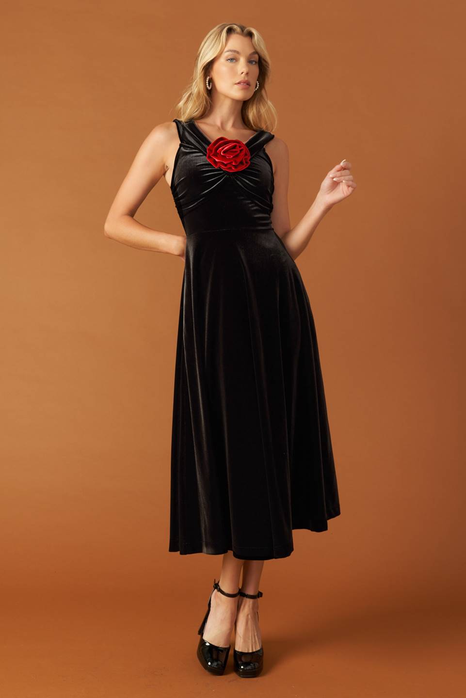 ROBE MIDI EN VELOURS SOYEZ LÀ POUR VOUS